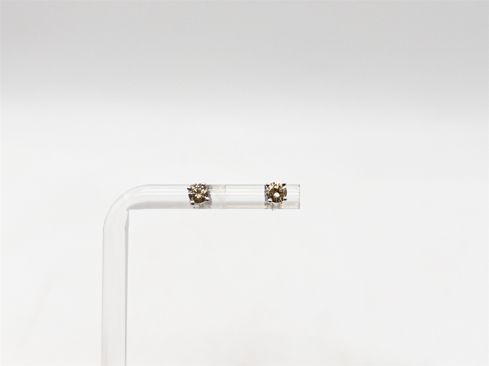 NEW $2000 1ct Si1 Natural Champagne ROUND Diamond 14k White Gold STUD Earrings