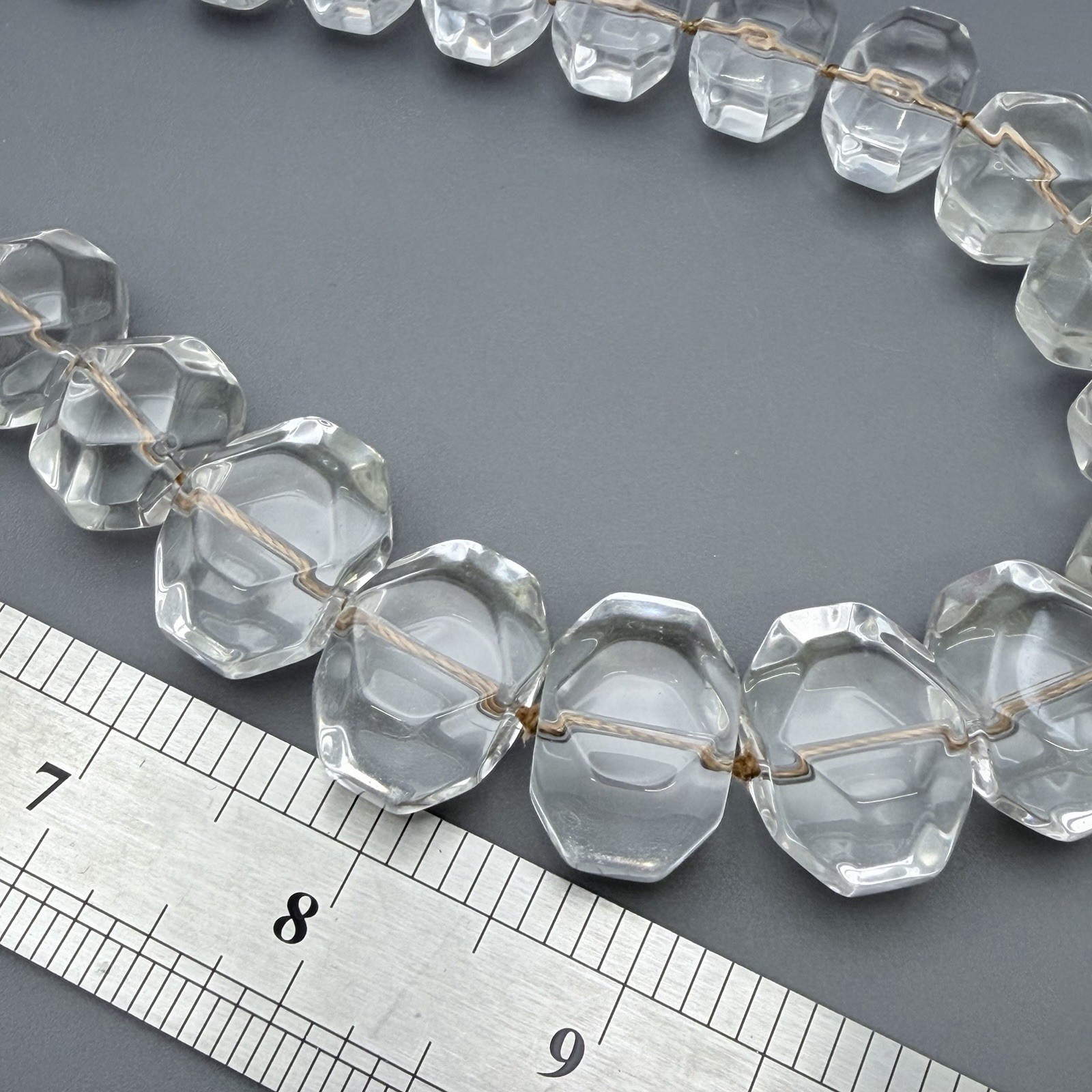 Chunky Clear Glass Bead Necklace Talbots 22” Rock Cube Shaped Beads Statement