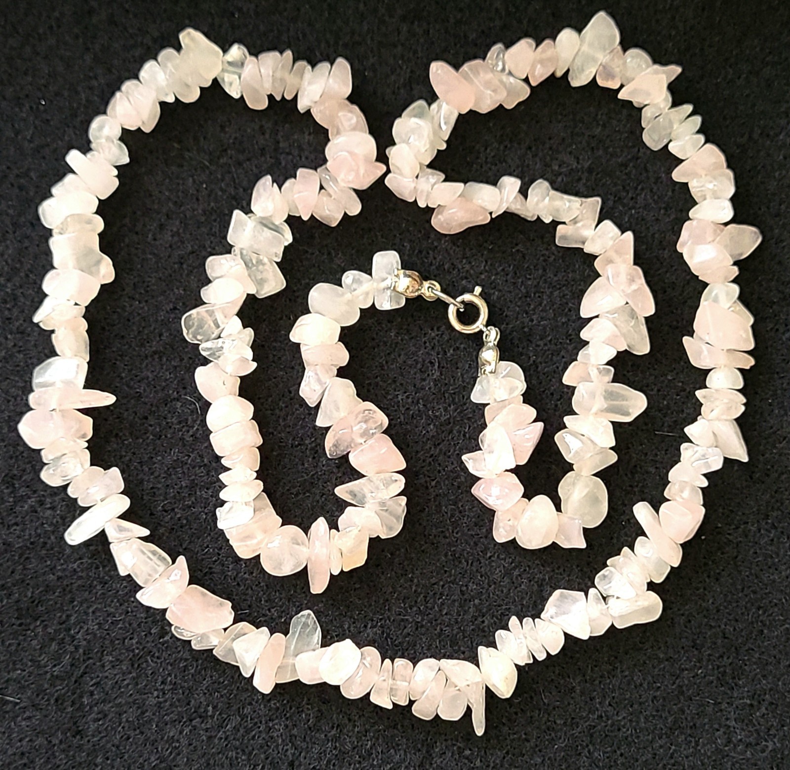 VINTAGE STUNNING SILVER TONE ROSE QUARTZ NECKLACE