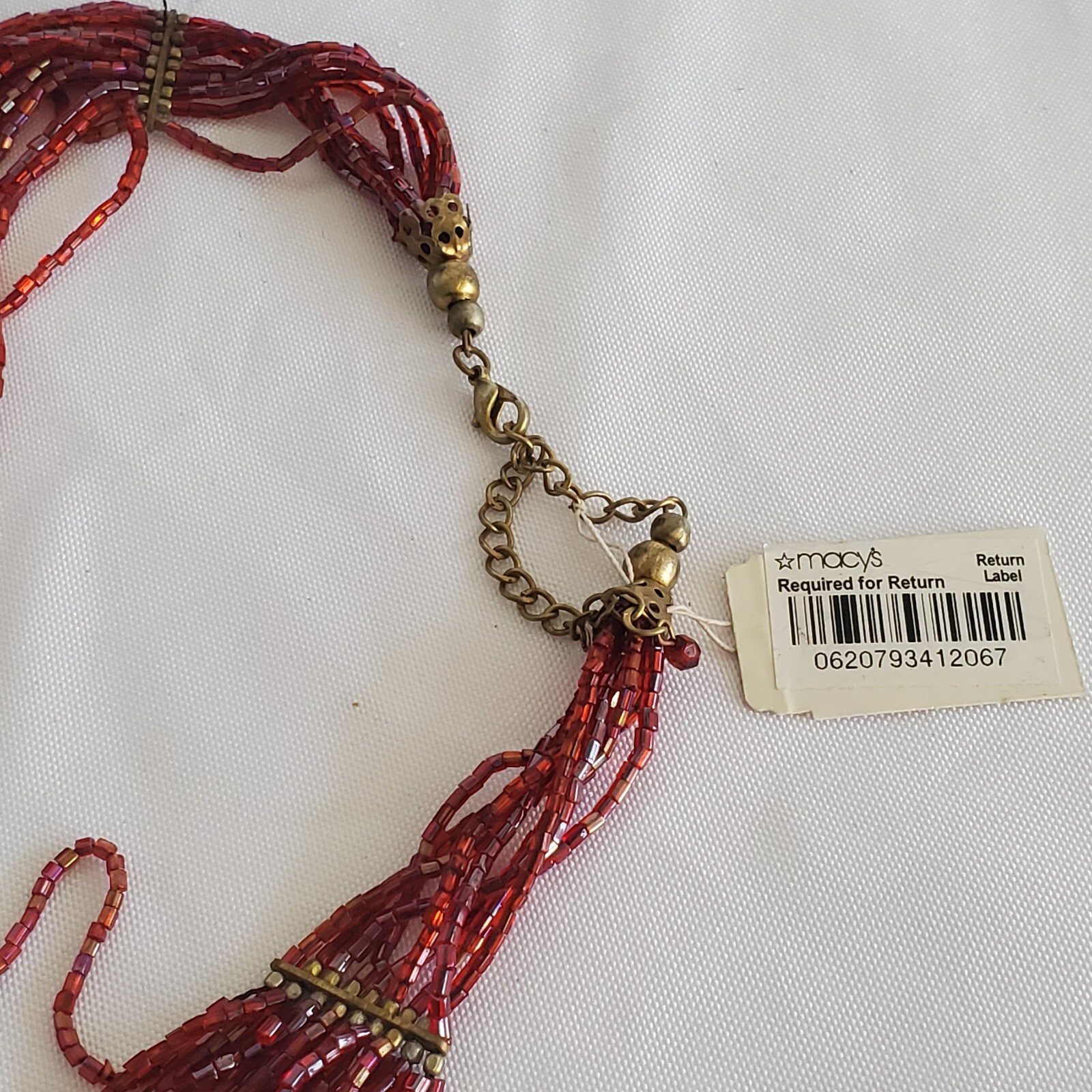 NEW 16 Strand Iridescent Wine Glass Seed Beaded Bib Necklace Costume 16″-18″