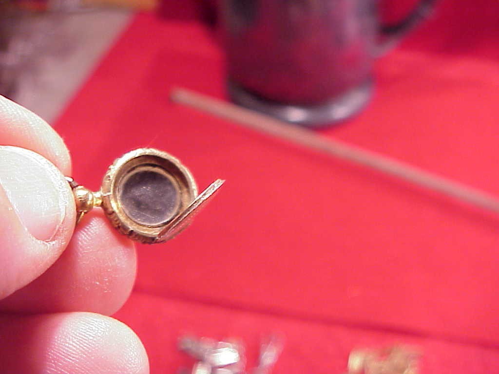 Antique TINY 1/2 INCH Vintage Victorian Small Gold Filled Hair Mourning Locket