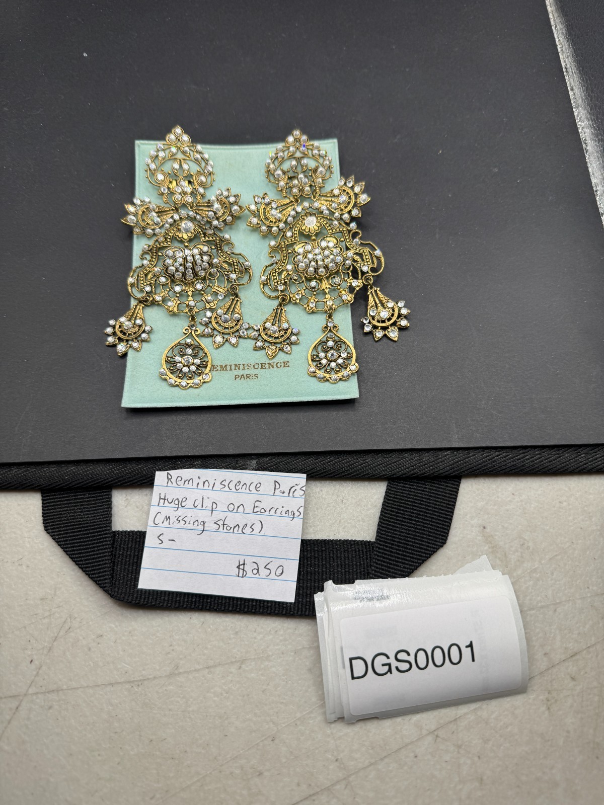 Réminiscence Paris Huge Clip On Earrings (Missing Stones)