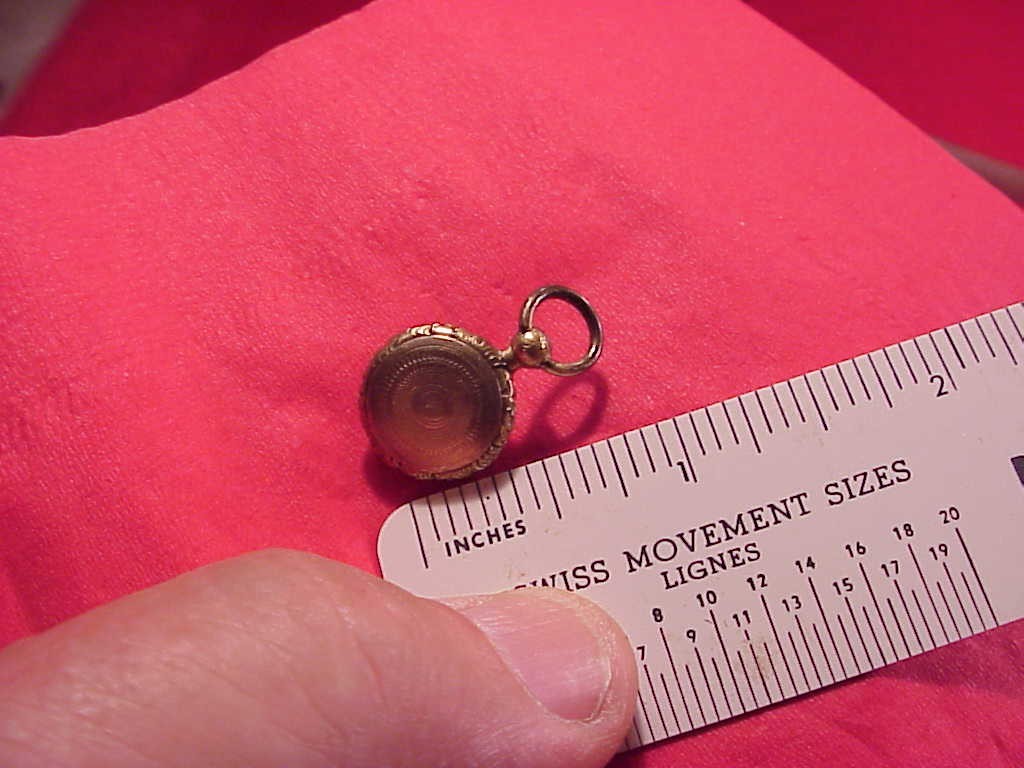Antique TINY 1/2 INCH Vintage Victorian Small Gold Filled Hair Mourning Locket