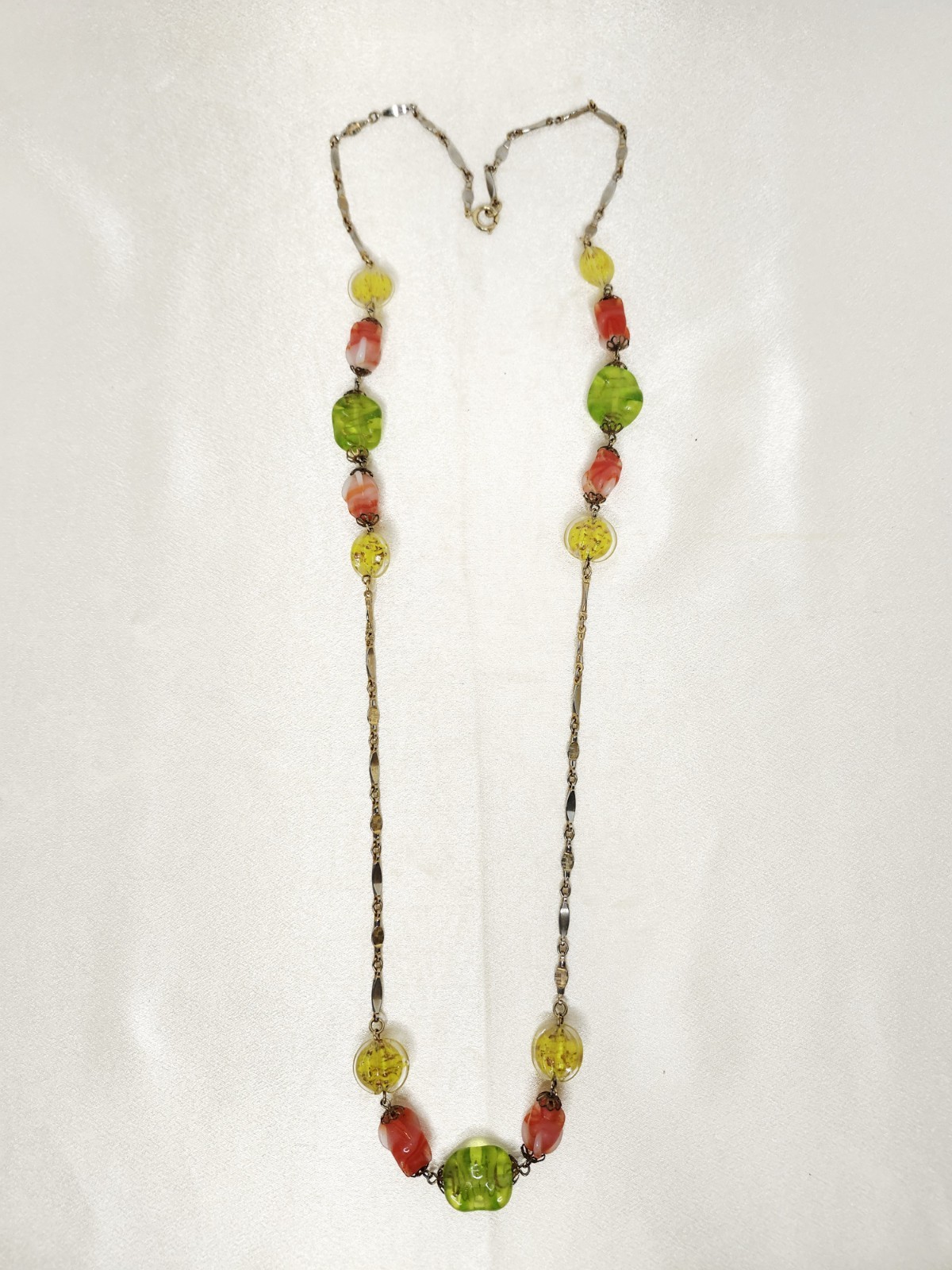 Vintage 36″ Long Artisan Crafted Art Glass Beaded Necklace – Venetian Or Czech?