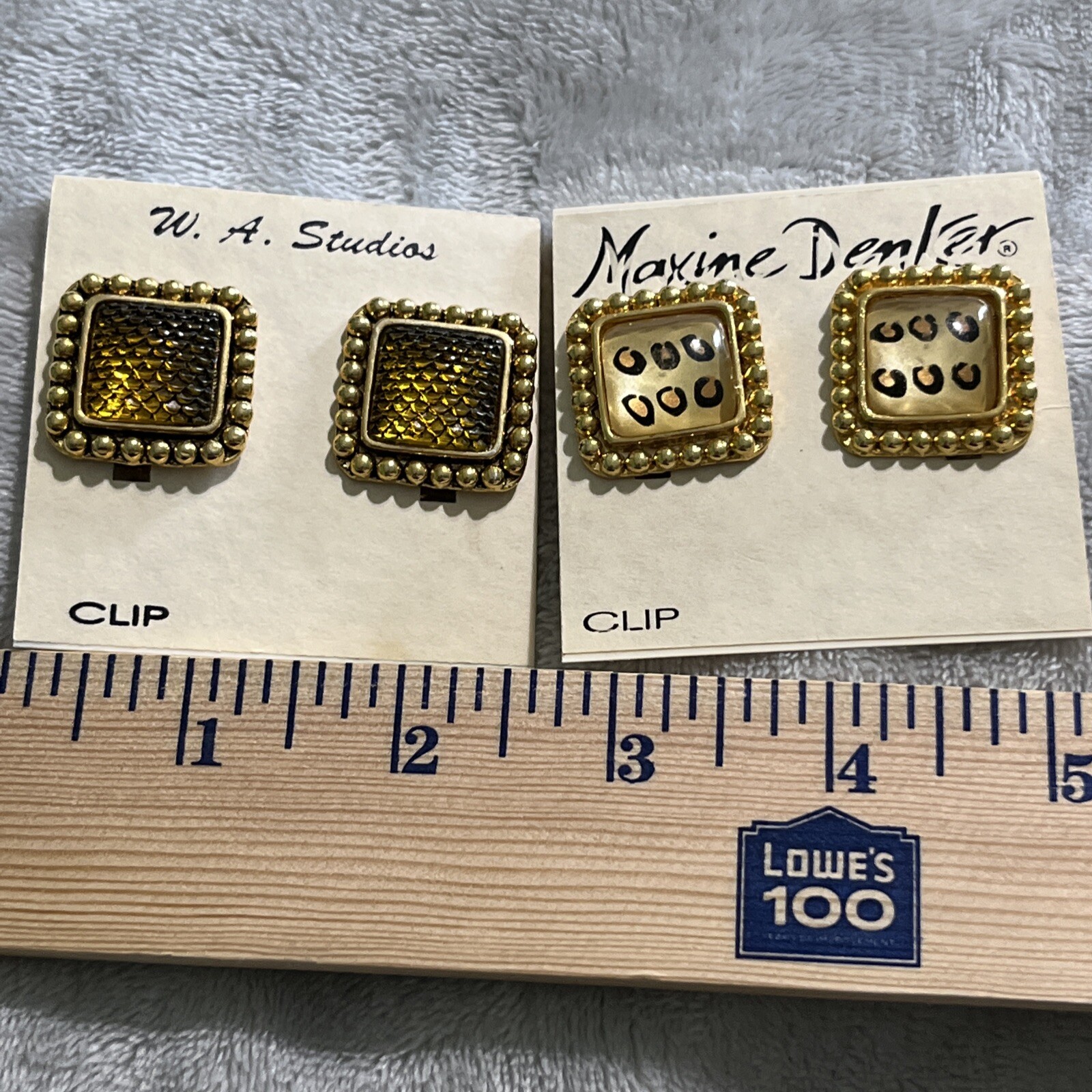 2 Sets Vintage ClipOn Earrings Yellow Tone W/Decorative Center Not Sure On Brand