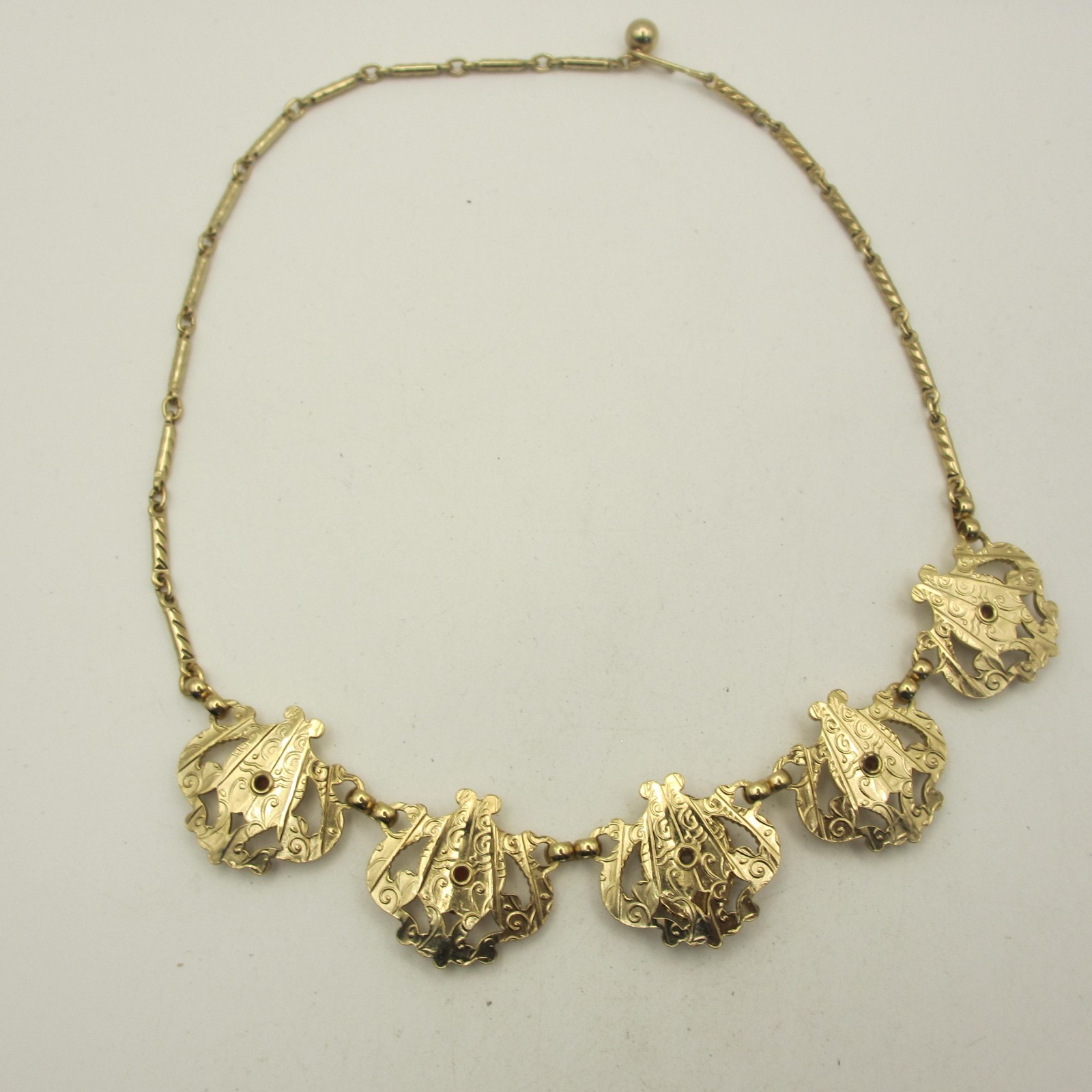 Vintage Cameo Necklace Victorian Revival Gold Tone 16 Inch