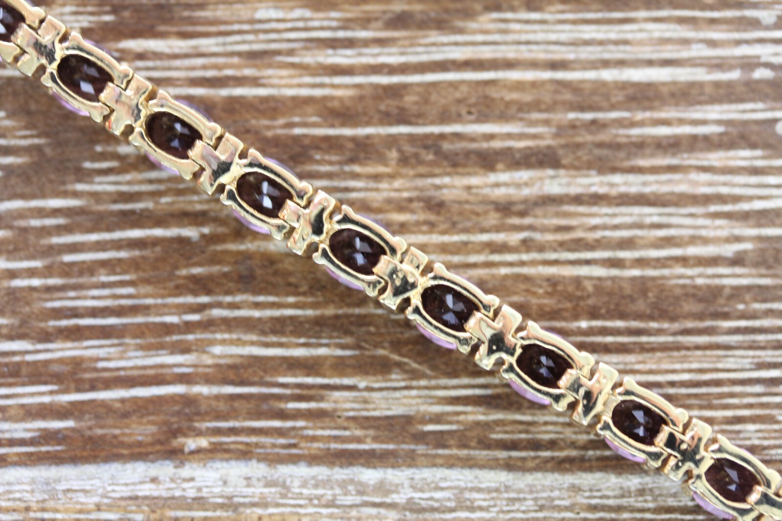 VINTAGE PURPLE STERLING SILVER 925 TENNIS BRACELET 7.25″ STACK GOLD PLATED