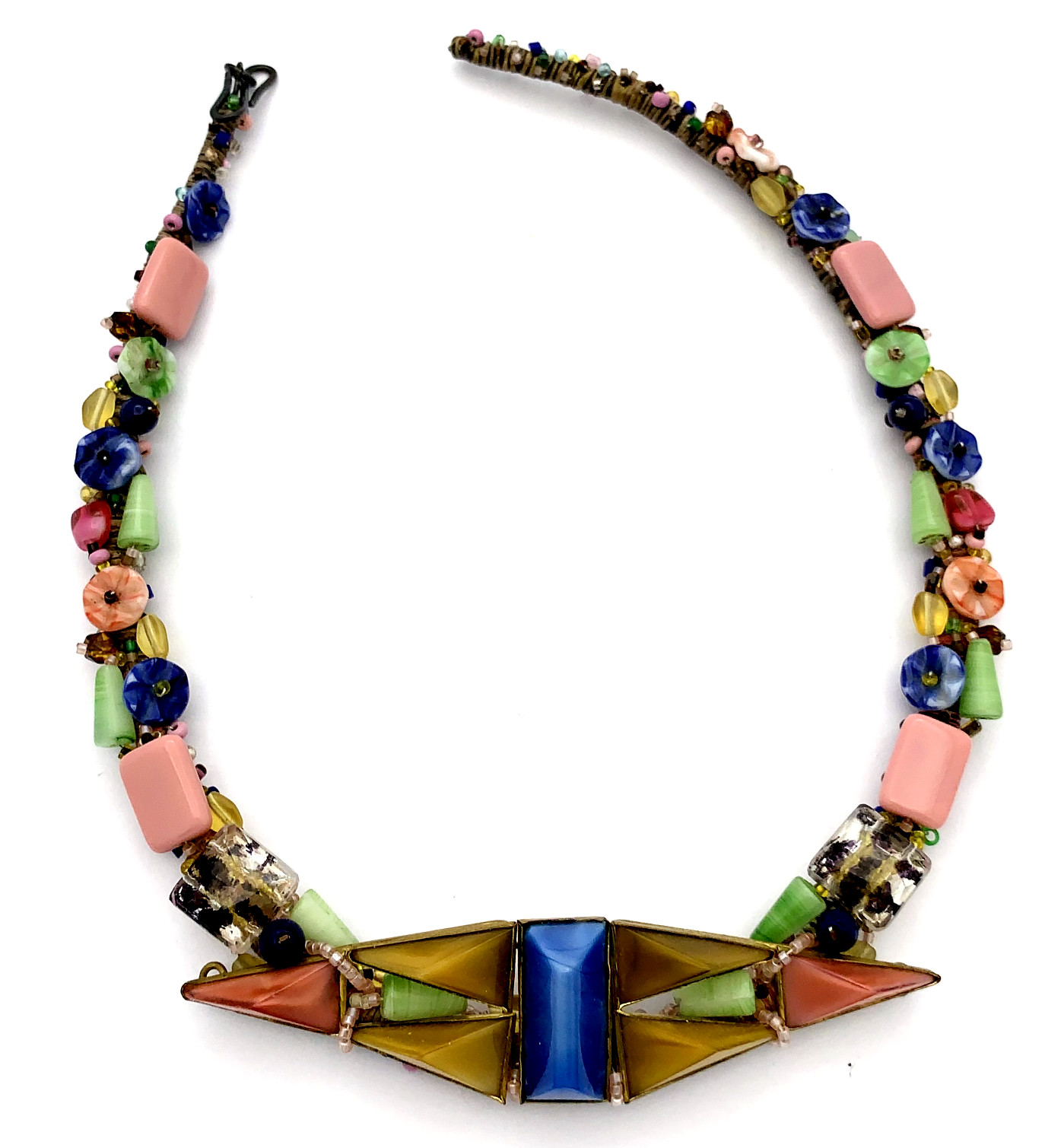 UNIQUE MIXED MEDIA ARTISAN STATEMENT NECKLACE