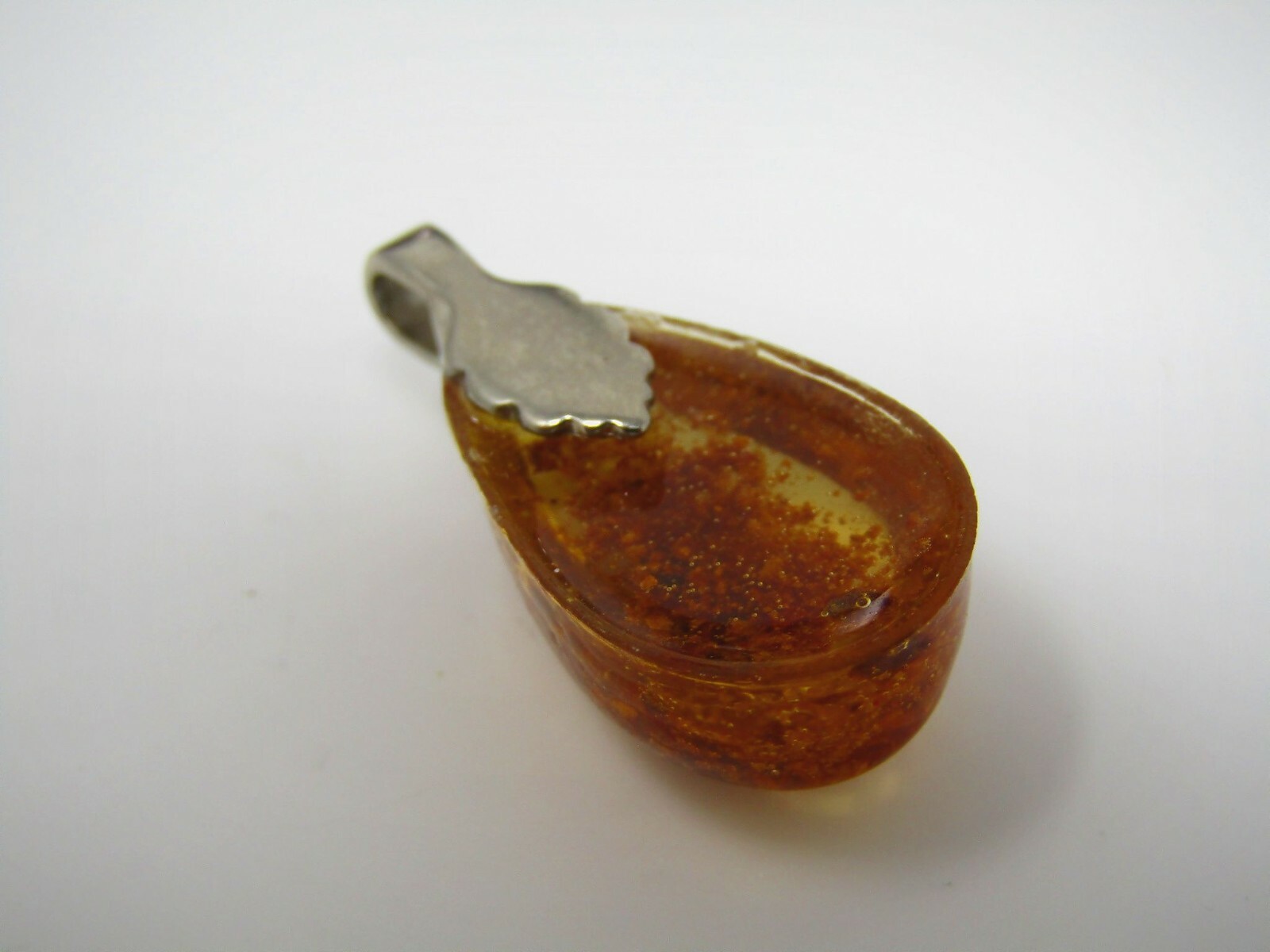 Vintage Teardrop Pendant Amber Color Resin Butterscotch Swirl Boho Hippie