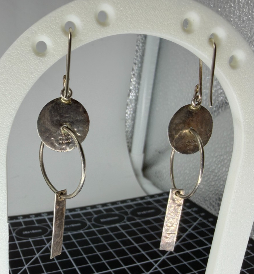 Vintage Sterling Silver 925 ATI Mexico Hammered Dangle Earrings