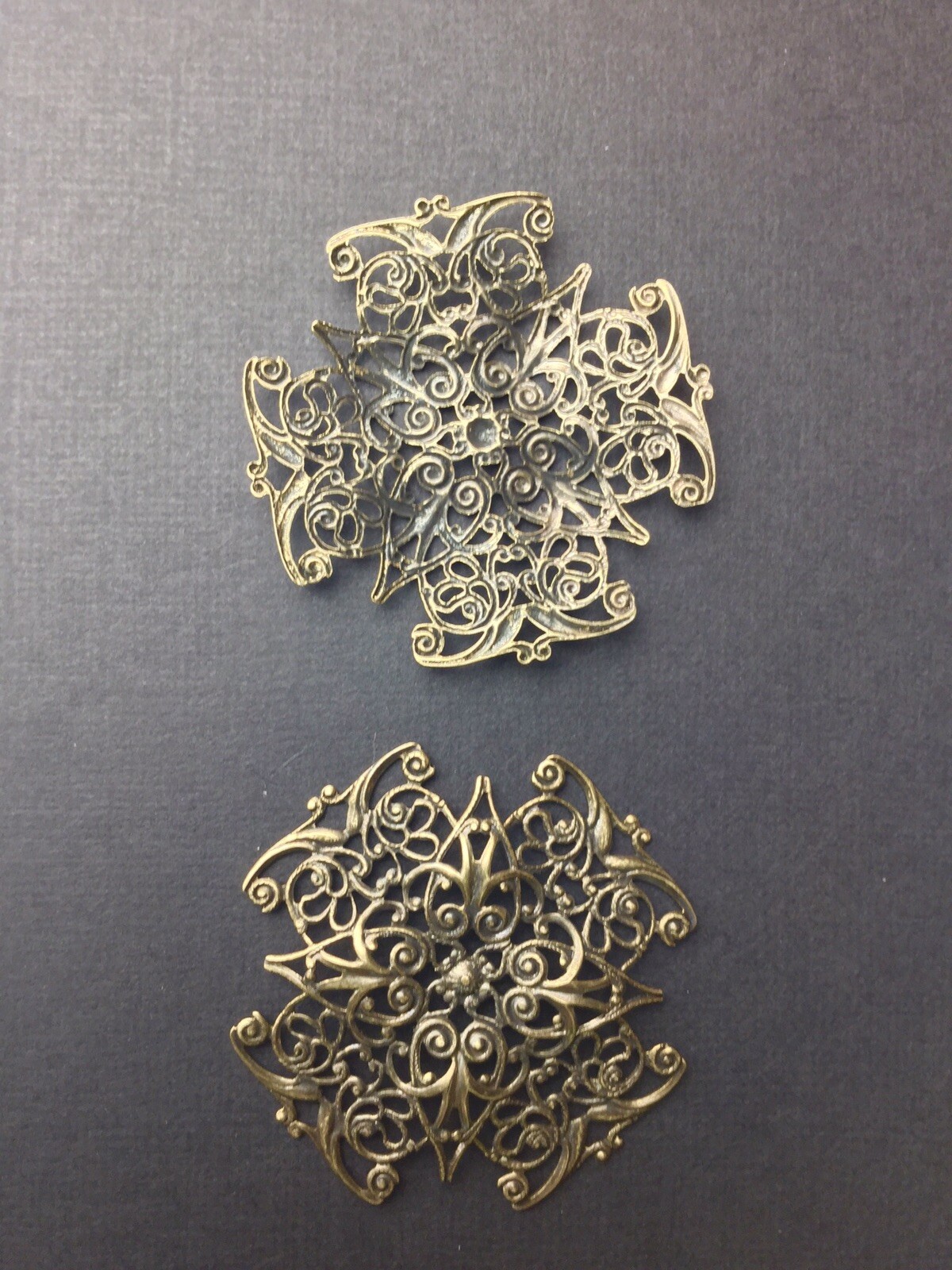 24833 Brass Oxidized Victorian Filigree Jewelry Finding