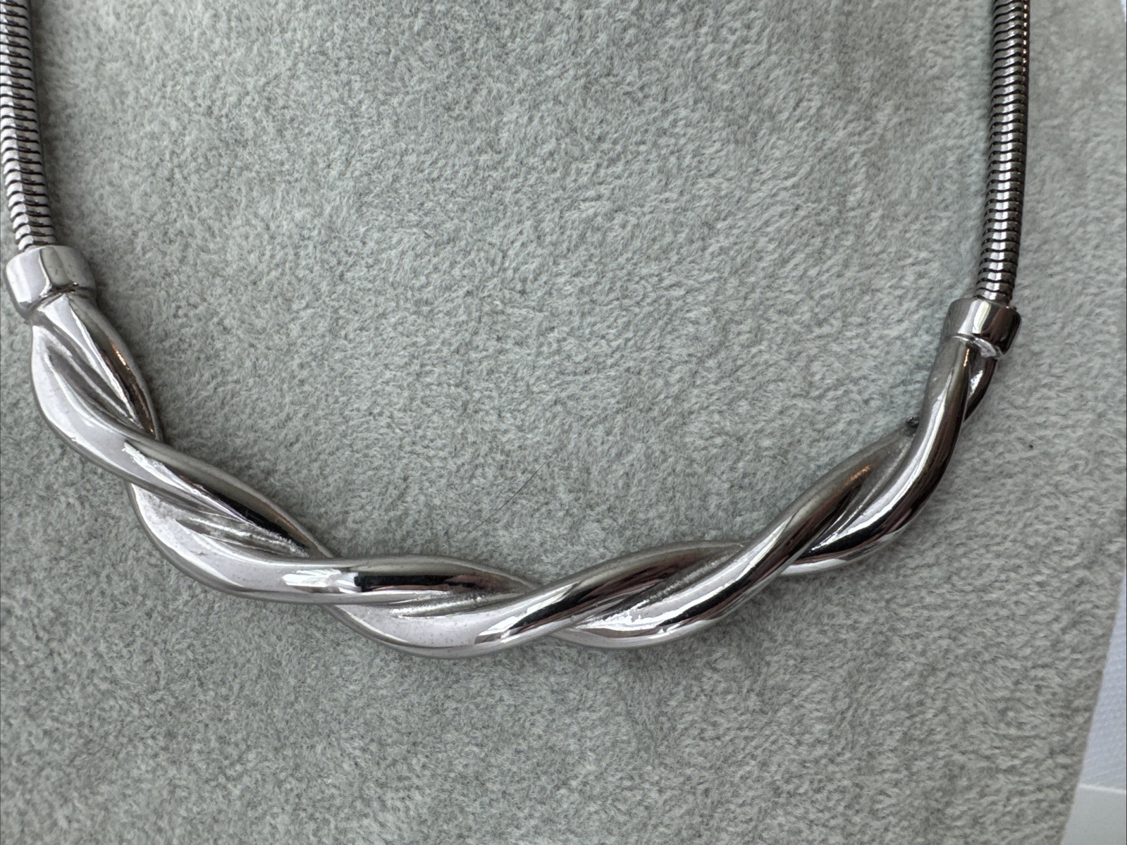 Sculptural Artisan Brutalist modernist Twist Choker Collar Statement Necklace