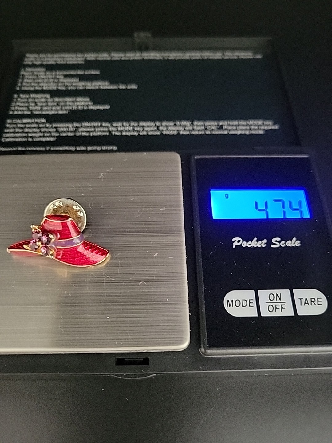 2 Vntg Red Hat Society pins & a pair of pierced earrings