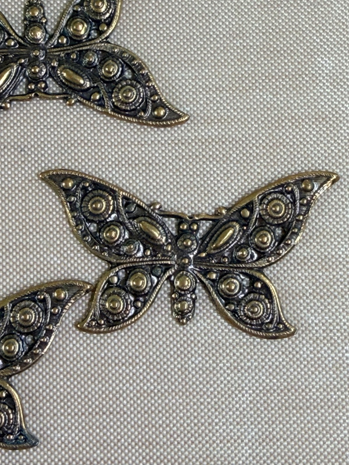 Lot of 15 Antique Brass Butterfly Filigree Connectors