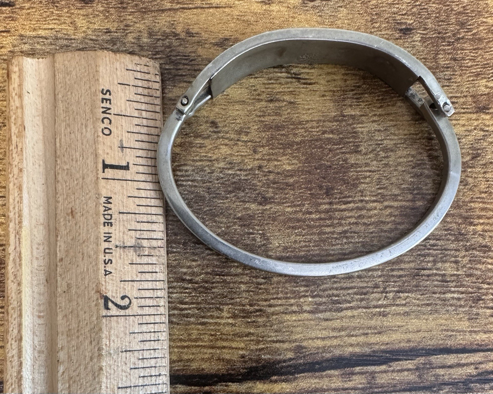 Vintage Taxco Mexico Alpaca Silver Chip Inlay Multi Stone Hinged Bracelet