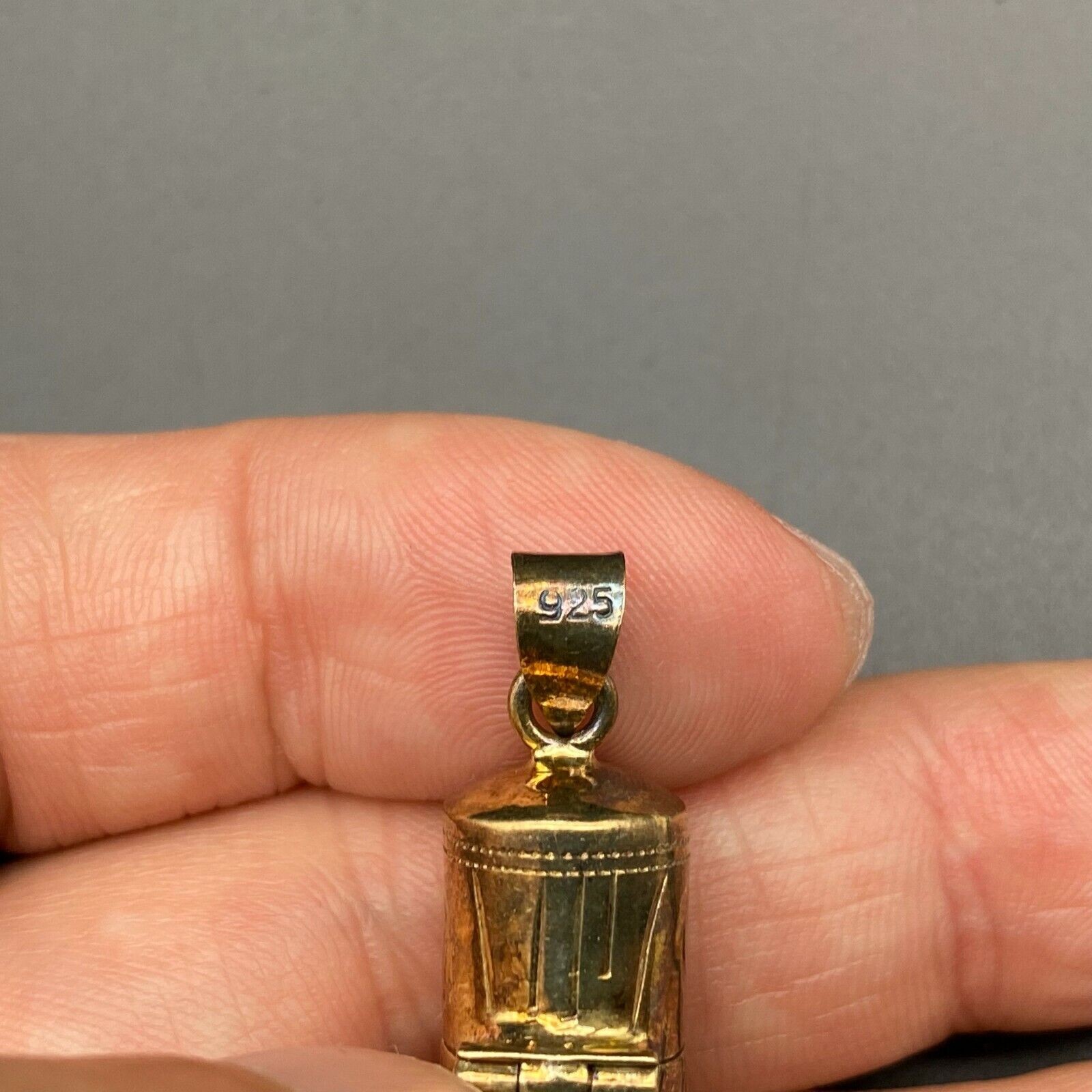 Vintage Angel Box Gold Wash Sterling Silver Pendant