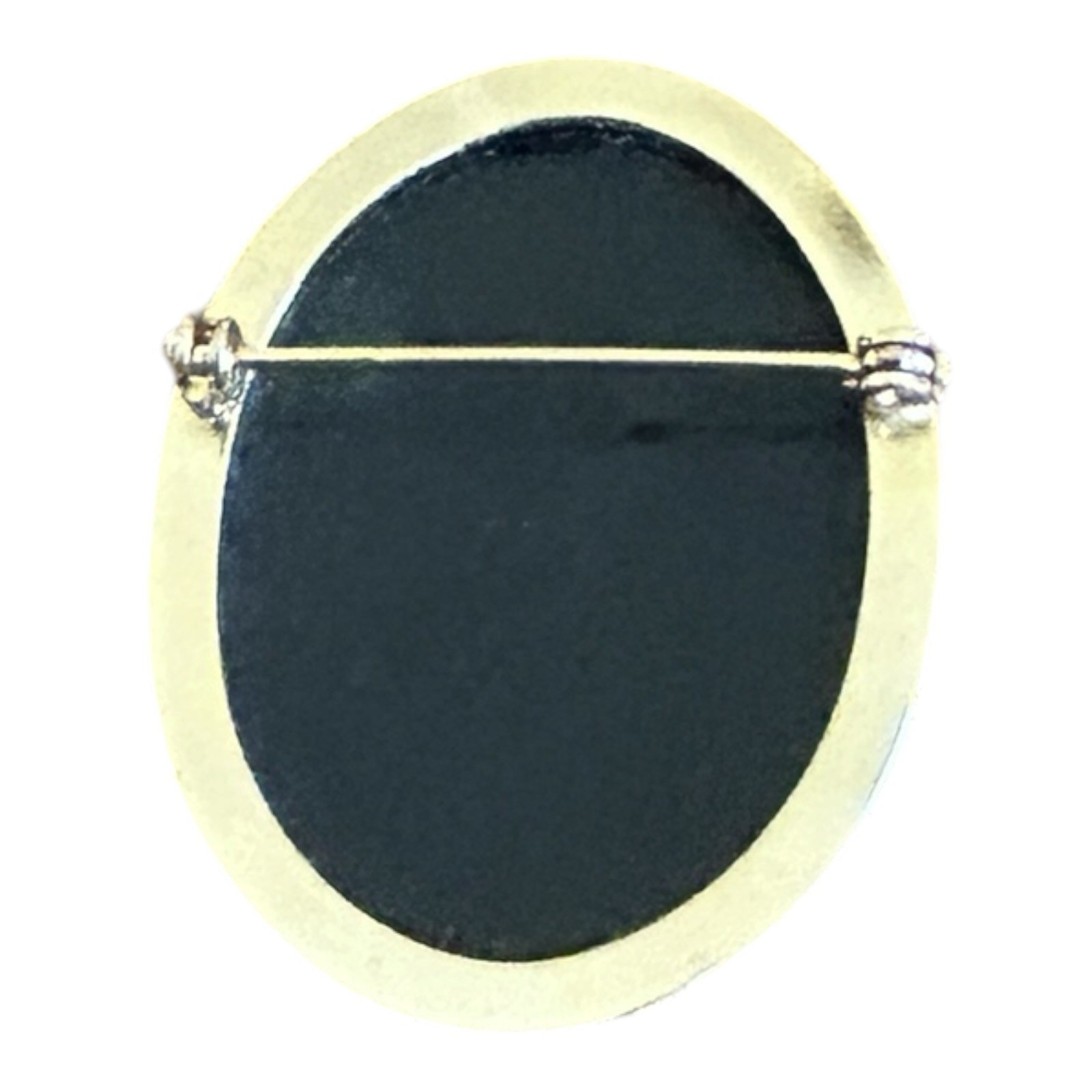 Black White Cameo Brooch Pin Gold Tone Bezel Lady Portrait Classic Style