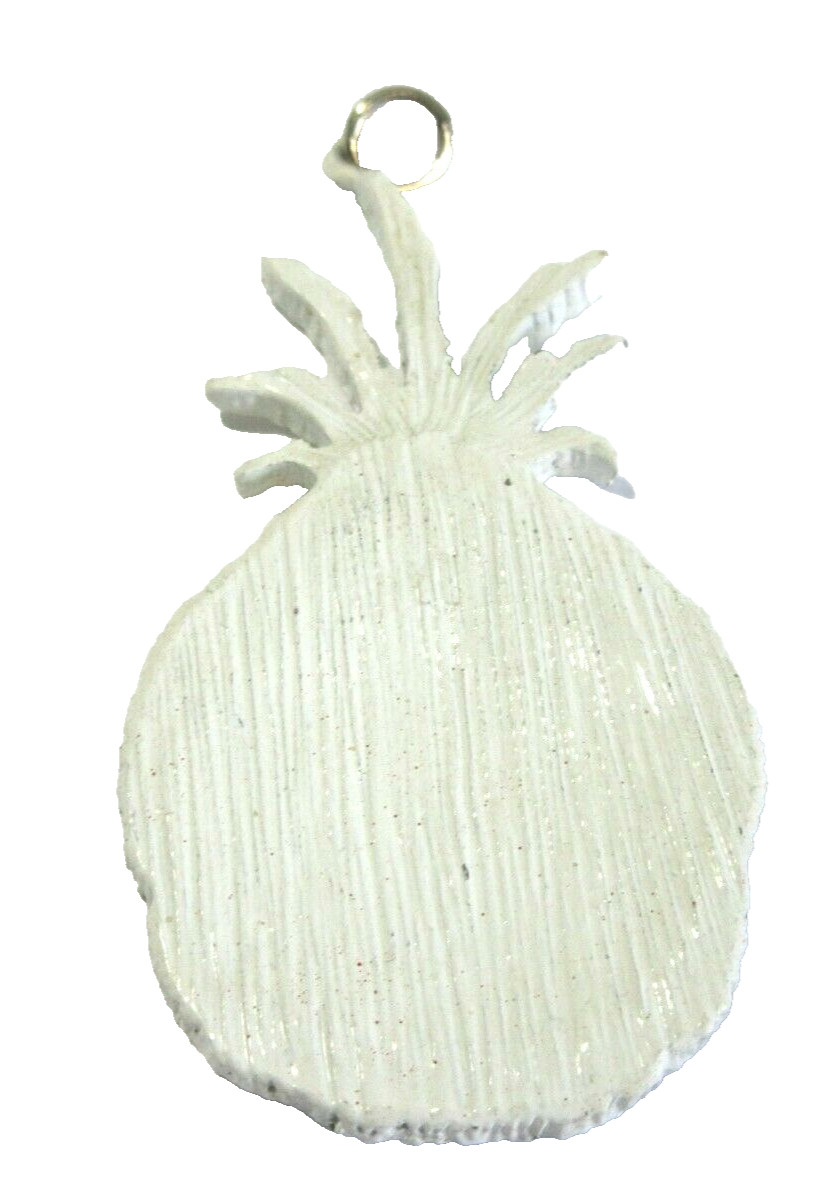 White Brown Green Enamel Pineapple Pendant Vintage