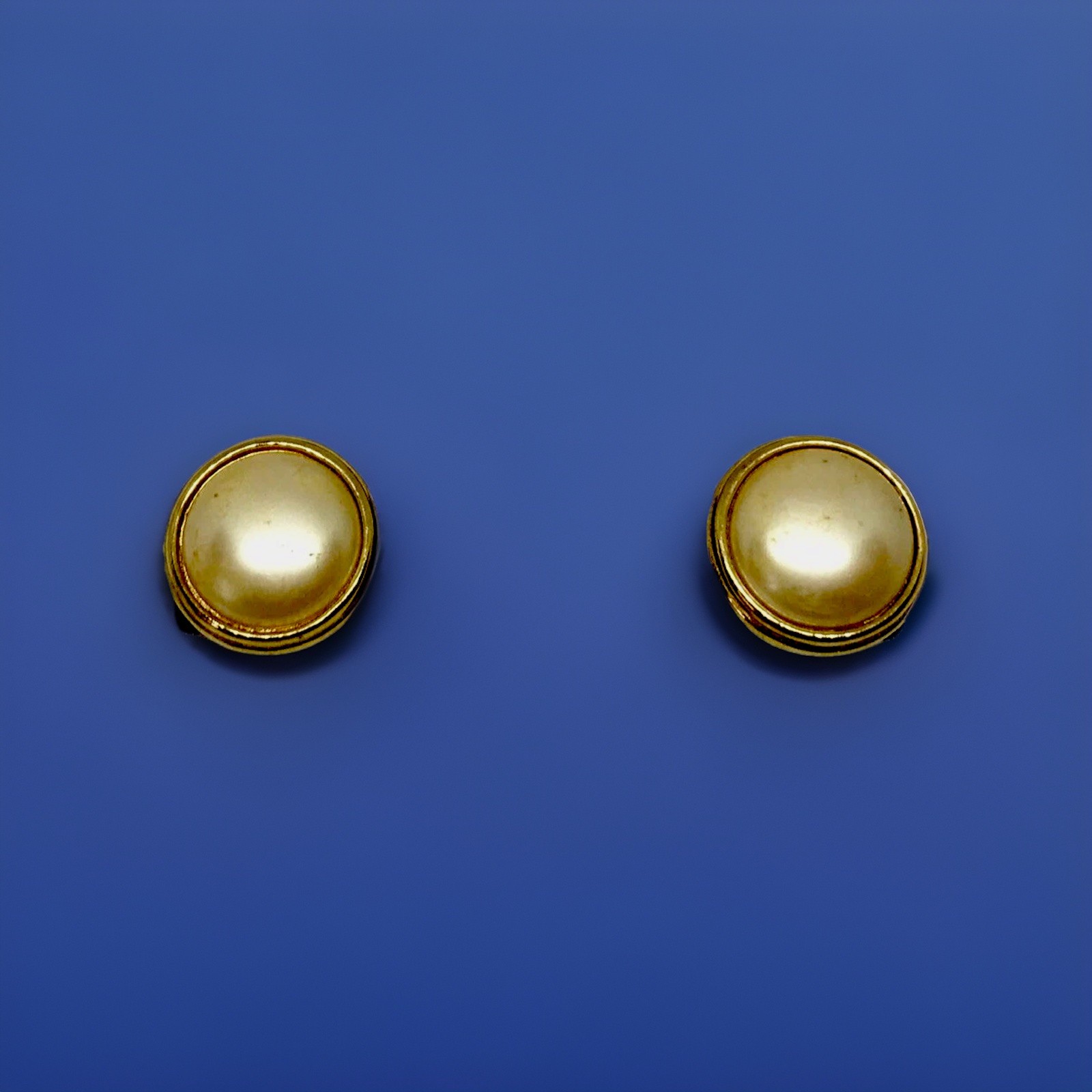 Monet Vtg Earrings , Pearl Post Backs ,1950