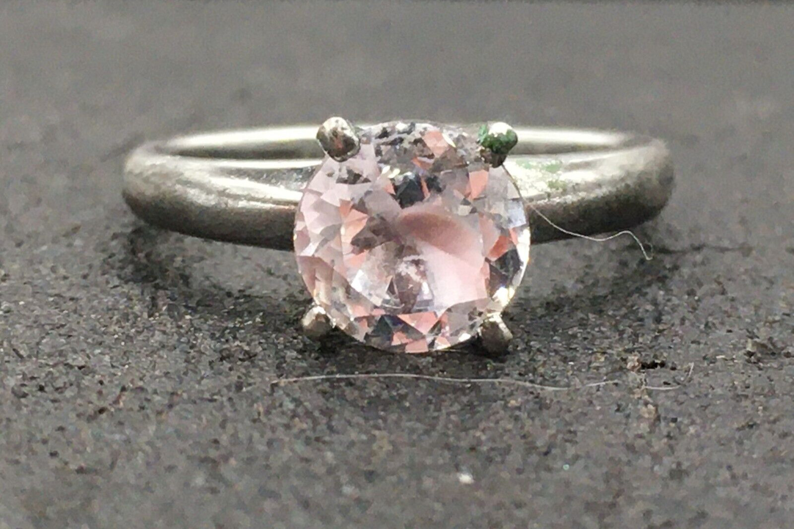 VTG Antique .925 Sterling Silver Clear White Topaz Solitaire Ring Sz 6.5 LOVELY