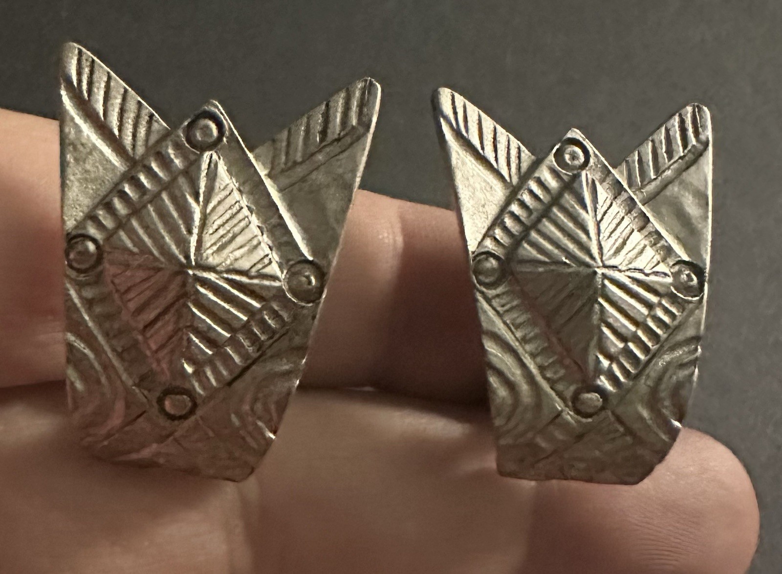 Vintage 1980s Silver Tone ORENA PARIS Clip-On Earrings ‘80s