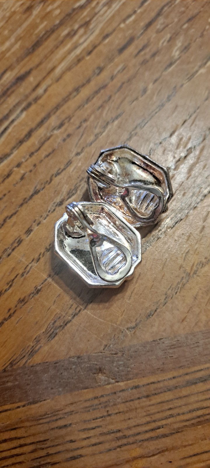 Purple/blue Stone With Silver Backing Clip On Earrings