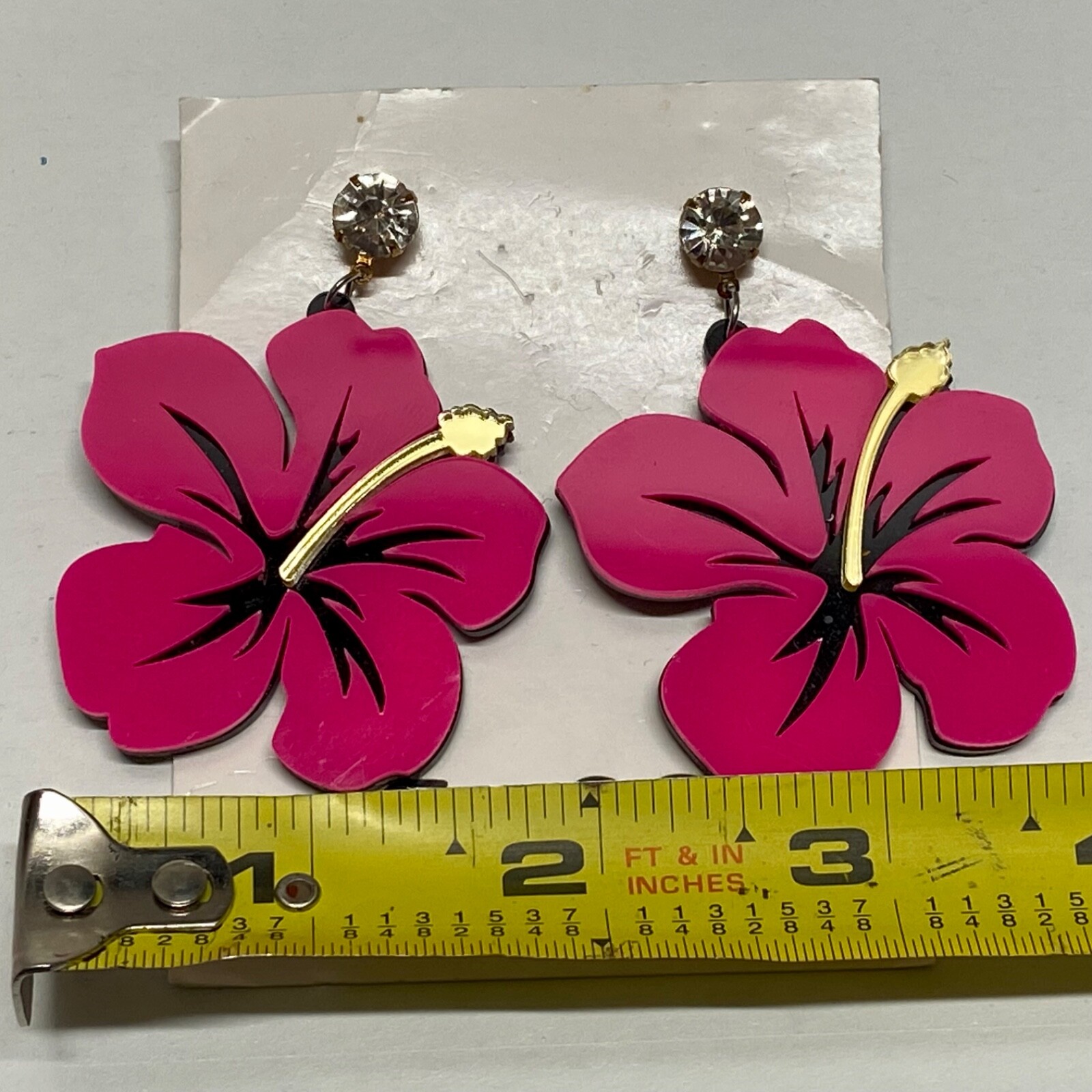 Hawaii Giant Hibiscus Pink Flower Earrings Femme De Bloom Large Acrylic Vintage