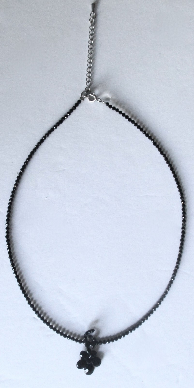 Antique Vauxhall Glass Flower With Vintage Spinel Bead Adjustable Necklace