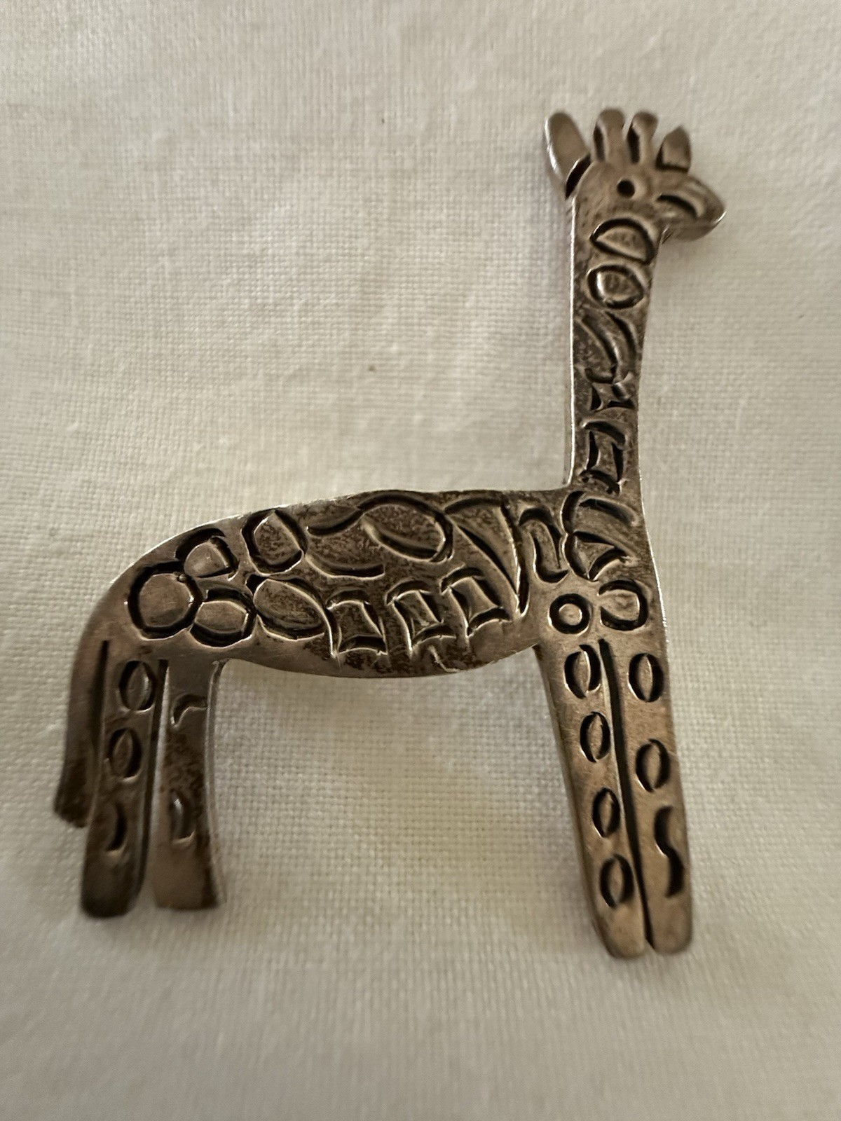 Signed Los Castillo Cristina Taxco Sterling Silver Giraffe Brooch *ALEX Mexico
