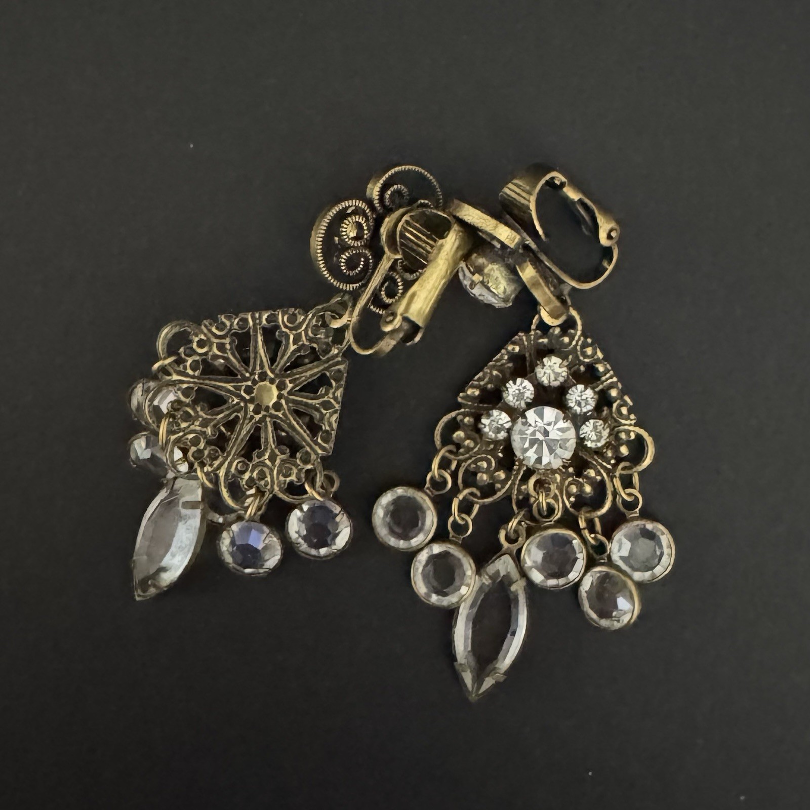 Vintage Hobé Signed Victorian Revival Filigree Brooch Pendant & Earring Set