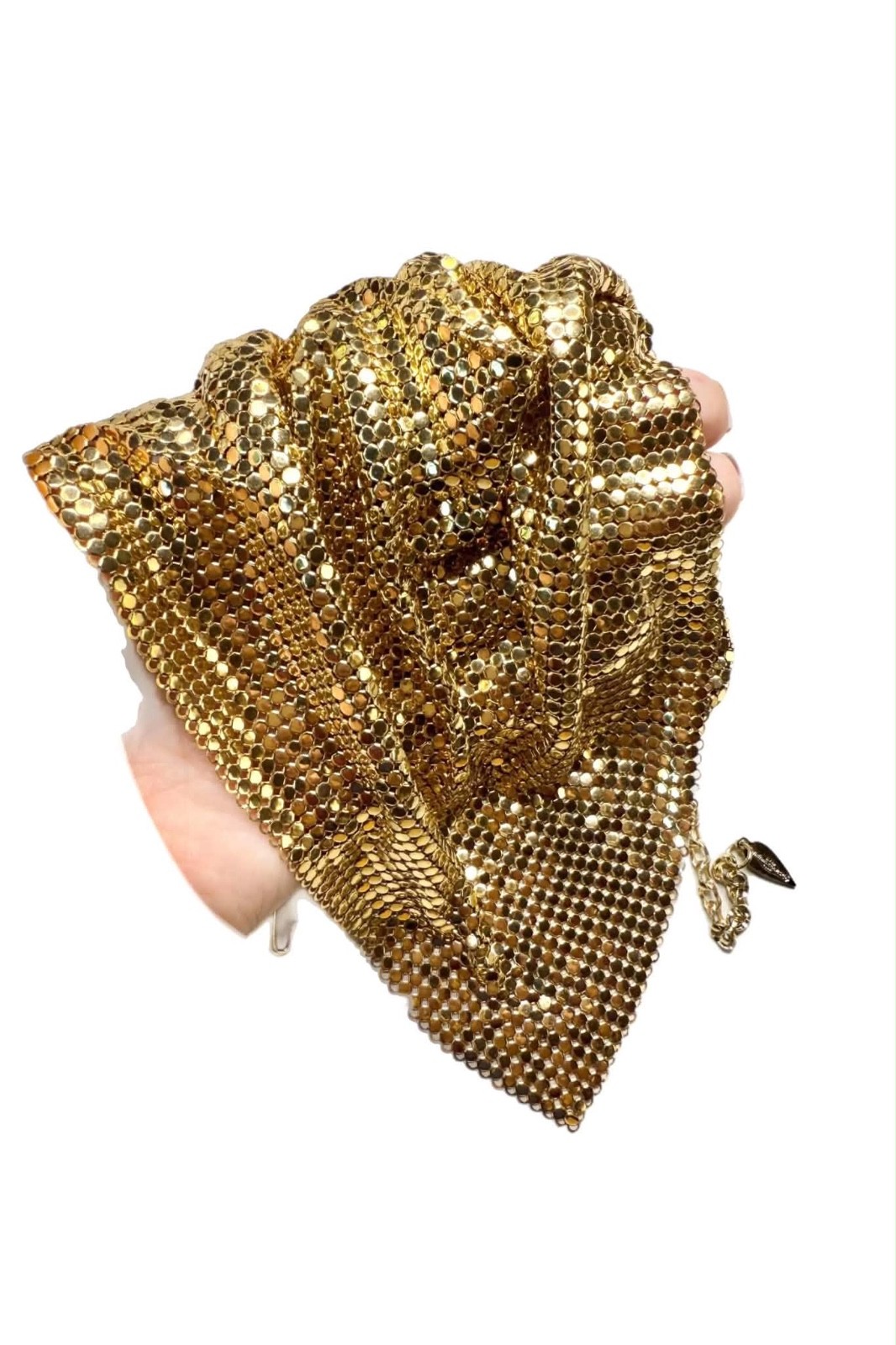 LUX Vintage Whiting + Davis Gold Mesh Bib Necklace, Signed
