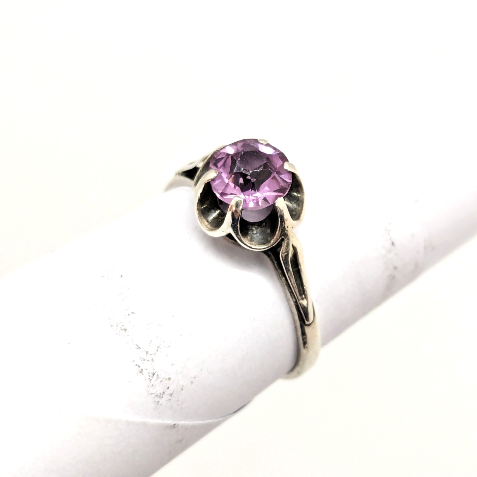 Vintage Soviet RING Silver⭐875 stamp Star with AMETHYST Stone -size: 7.25US| #11
