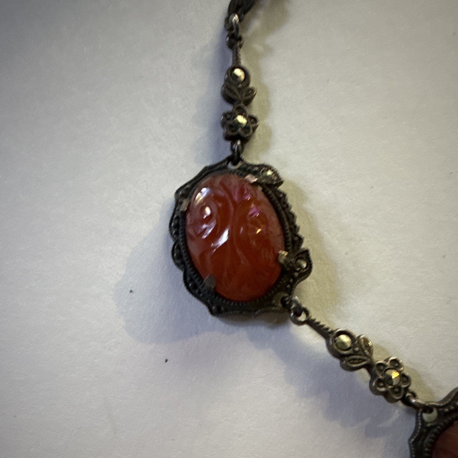 Vintage Revival Necklace Art Deco Style Glass Filigree Festoon Choker