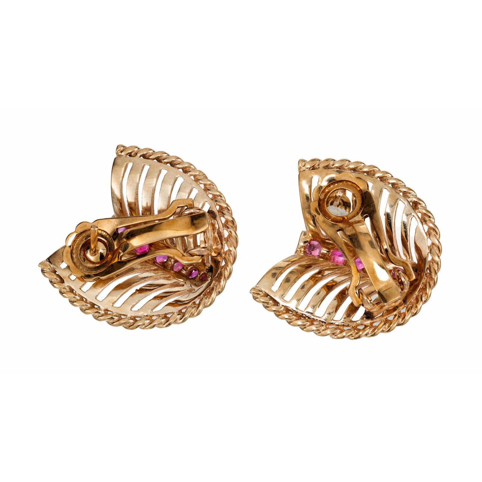 Vintage 1950 Natural GIA Bright Red Ruby Earrings 14k Gold Clip Post