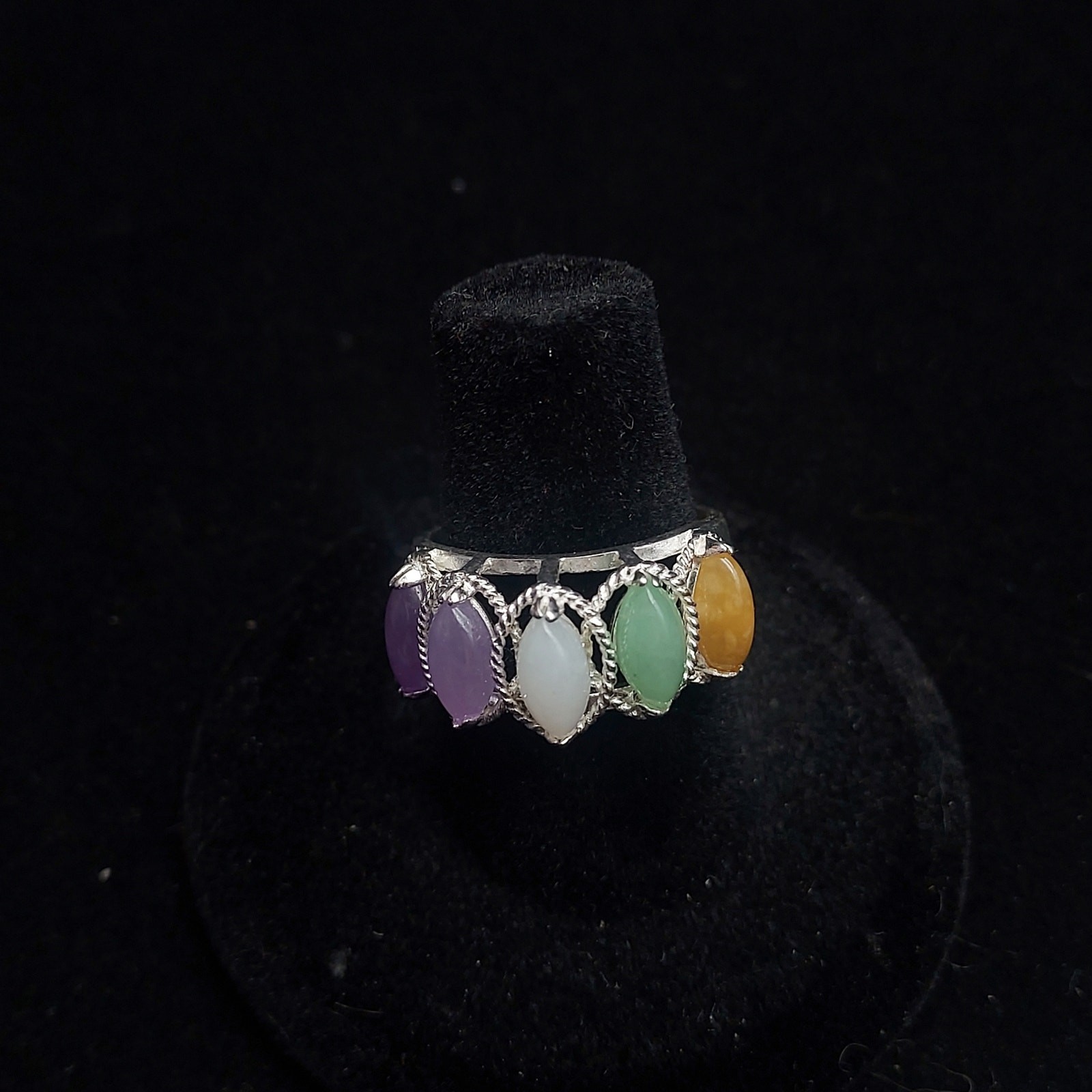 Sterling Silver Multicolor Gemstone Ring 925 FAS Amethyst Size 7
