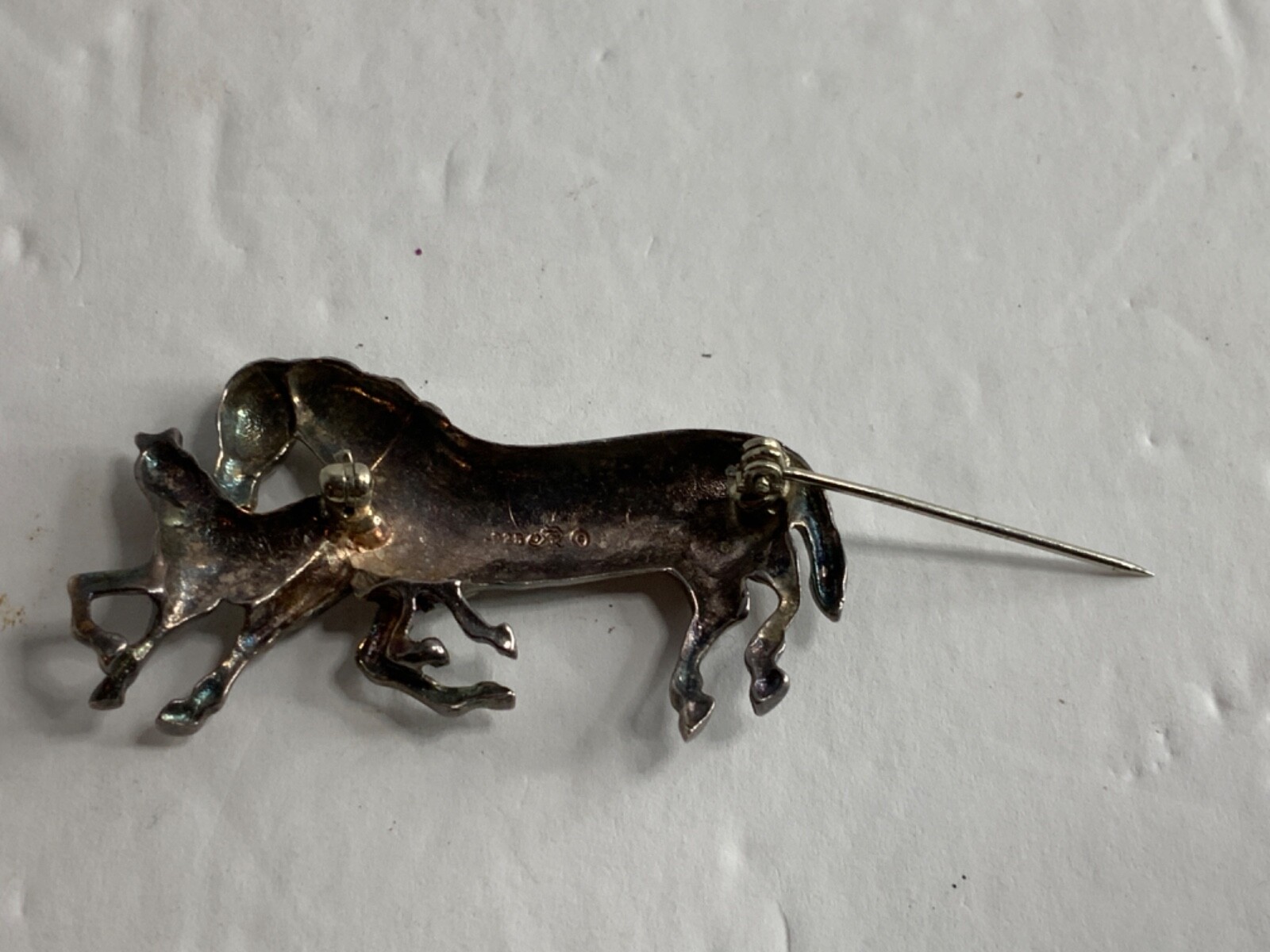 Vintage Jez Sterling Silver Horse Brooch Equestrian Pin Horses Running