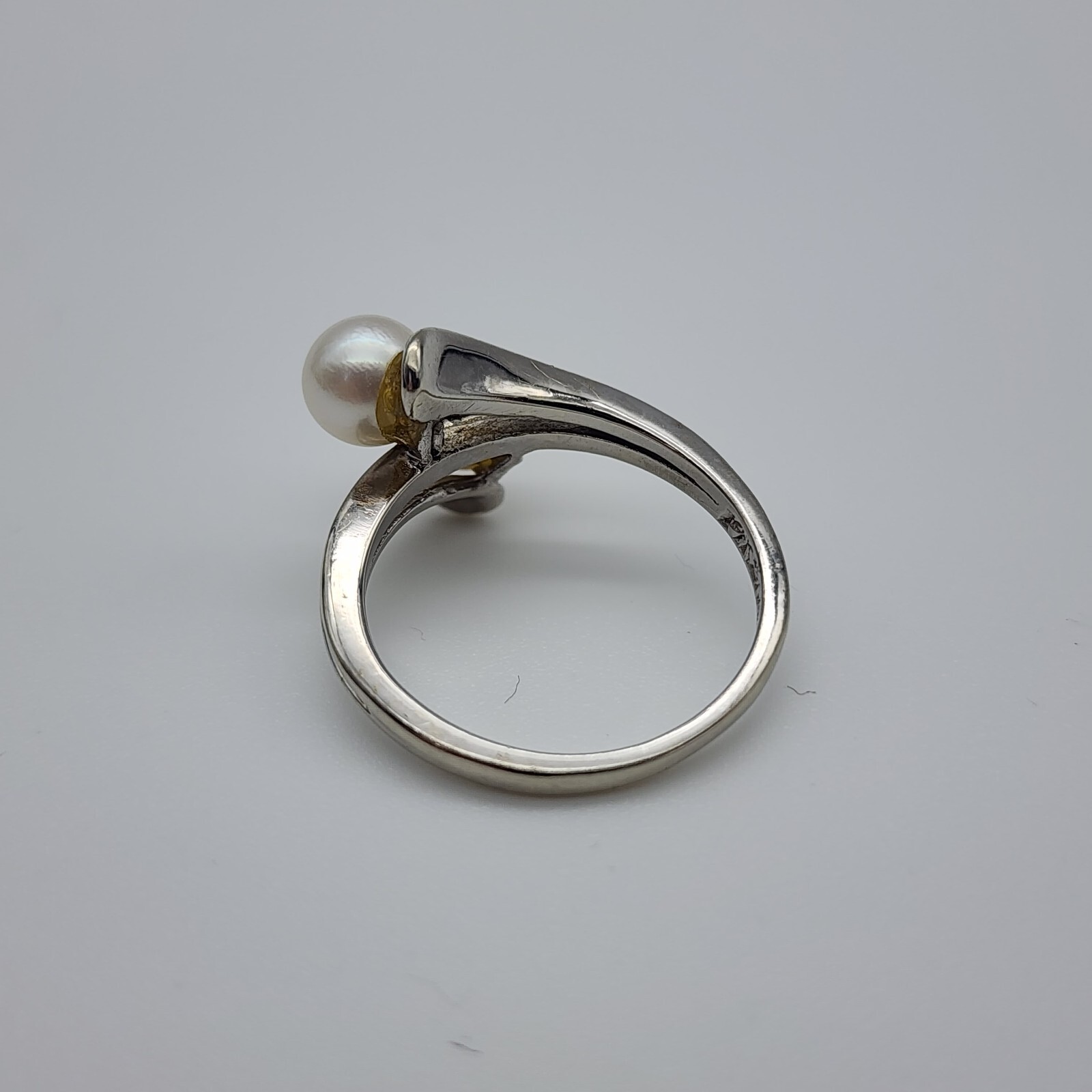 Vintage Skal 14k White Gold – Double 5.3 mm Pearl Ring – Size 4 1/8