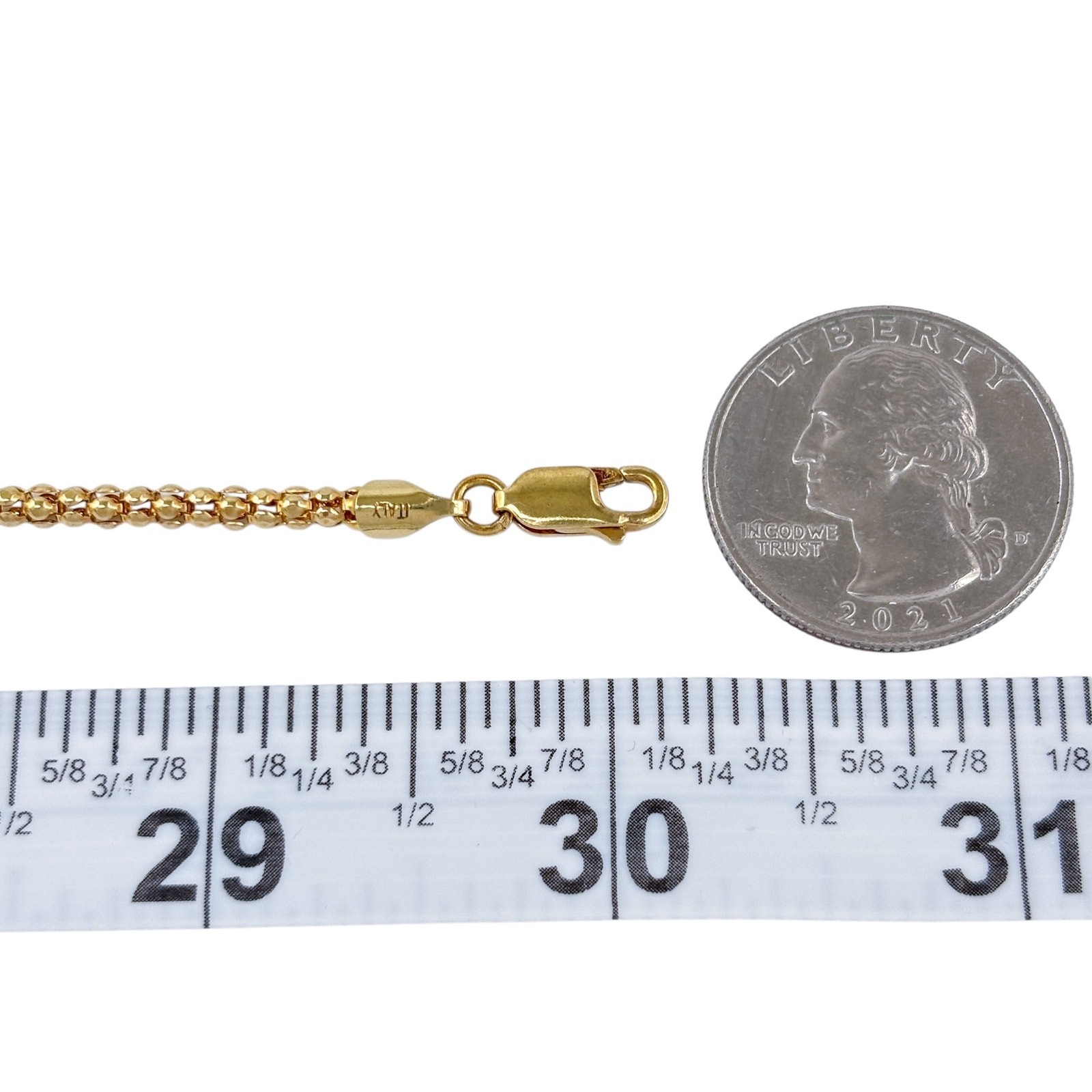 Vintage Italy Gold-Tone Sterling Silver 925 Popcorn Chain Necklace 30″