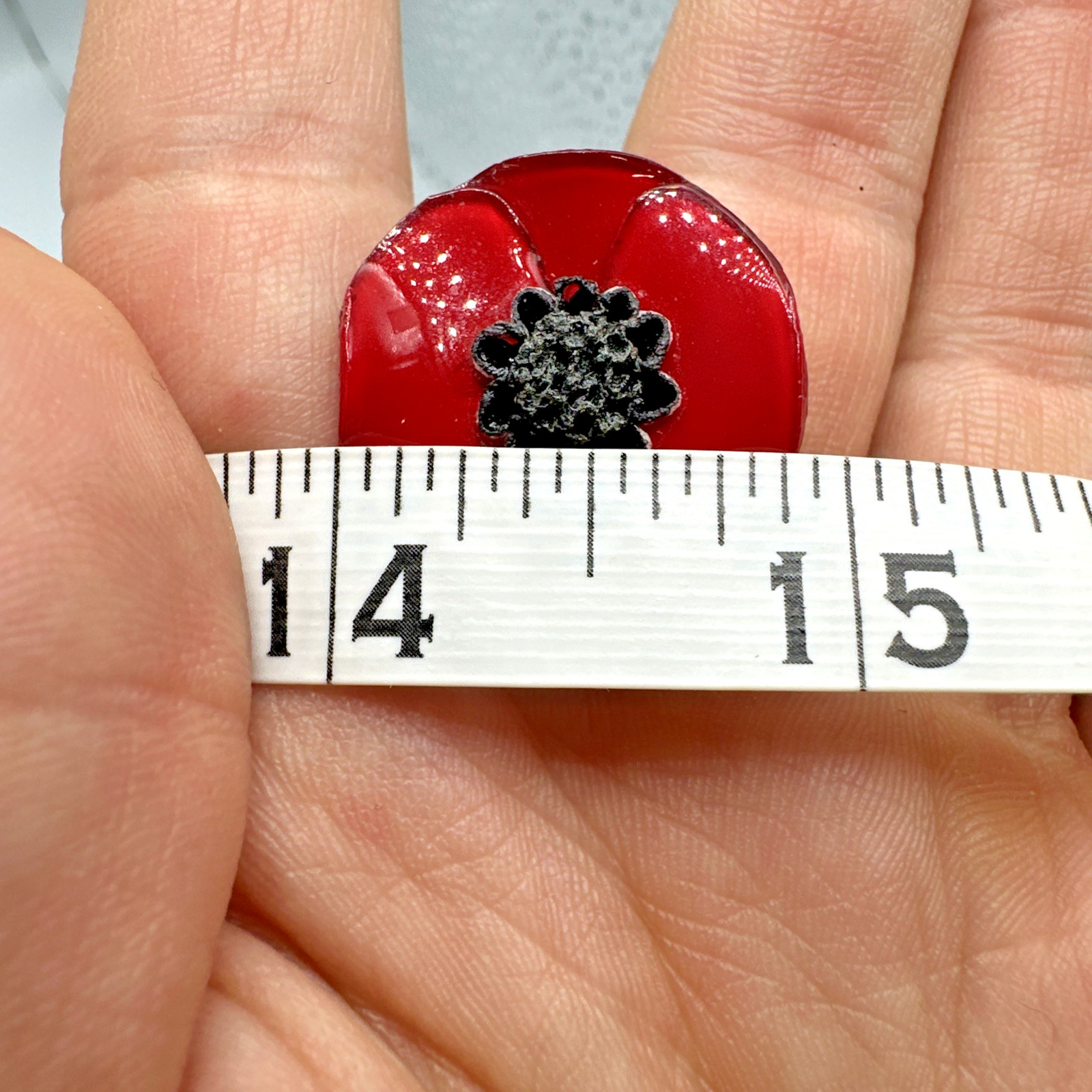 Cilea Paris Vintage Handmade Designer Resin Red Poppy Flower Clip Earrings