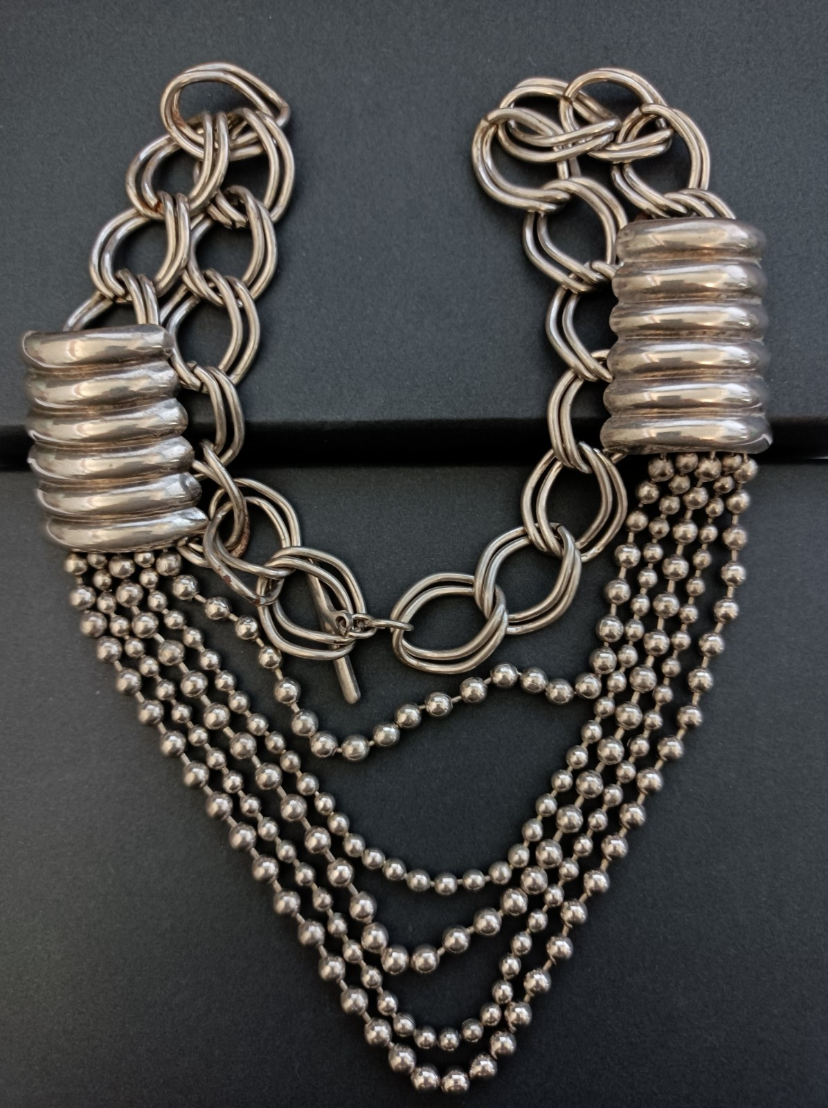 Statement Necklace Coiled Industrial Mechanical Massive Heavy Brutalist Chunky
