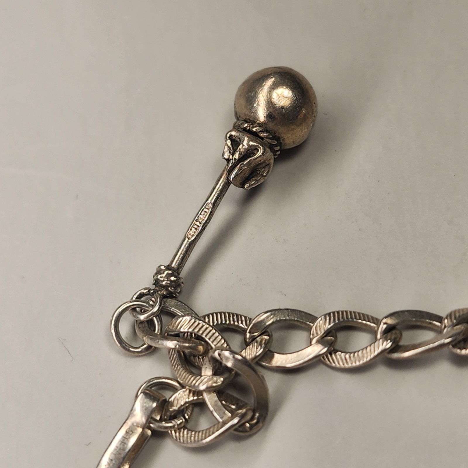 Sterling Silver Bracelet Charm Bracelet 14 Gms 7-1/2″ Long Four Silver Charms