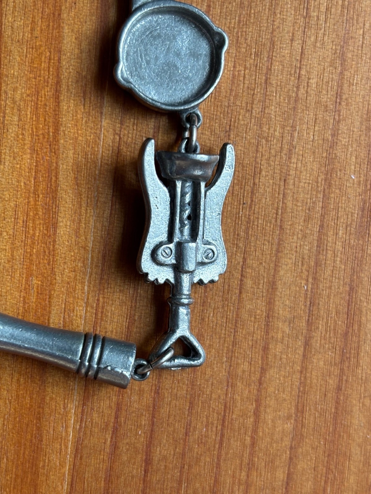 Vintage J. Clift Pewter Bracelet Chef Theme Linked Charms Cook Kitchen 7-1/2in