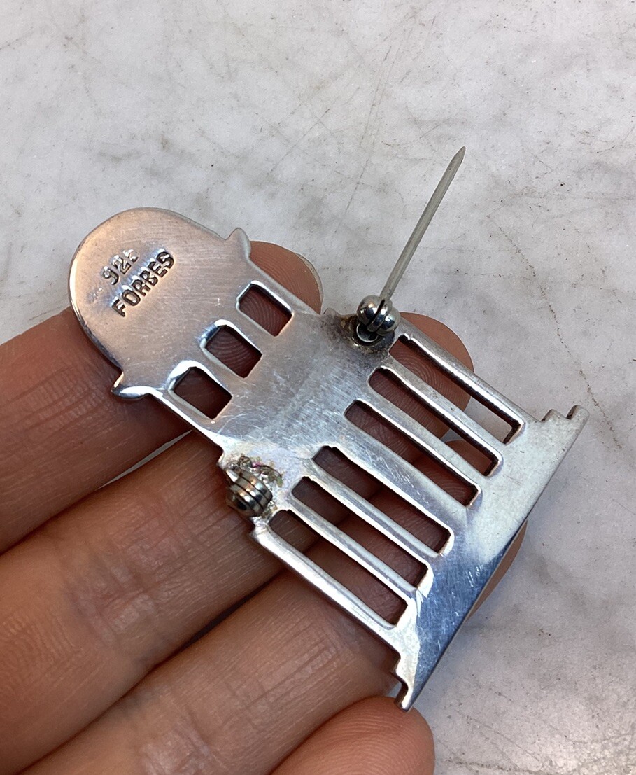 Vintage FORBES Sterling Silver US State Capital Building Pin Brooch Modernist