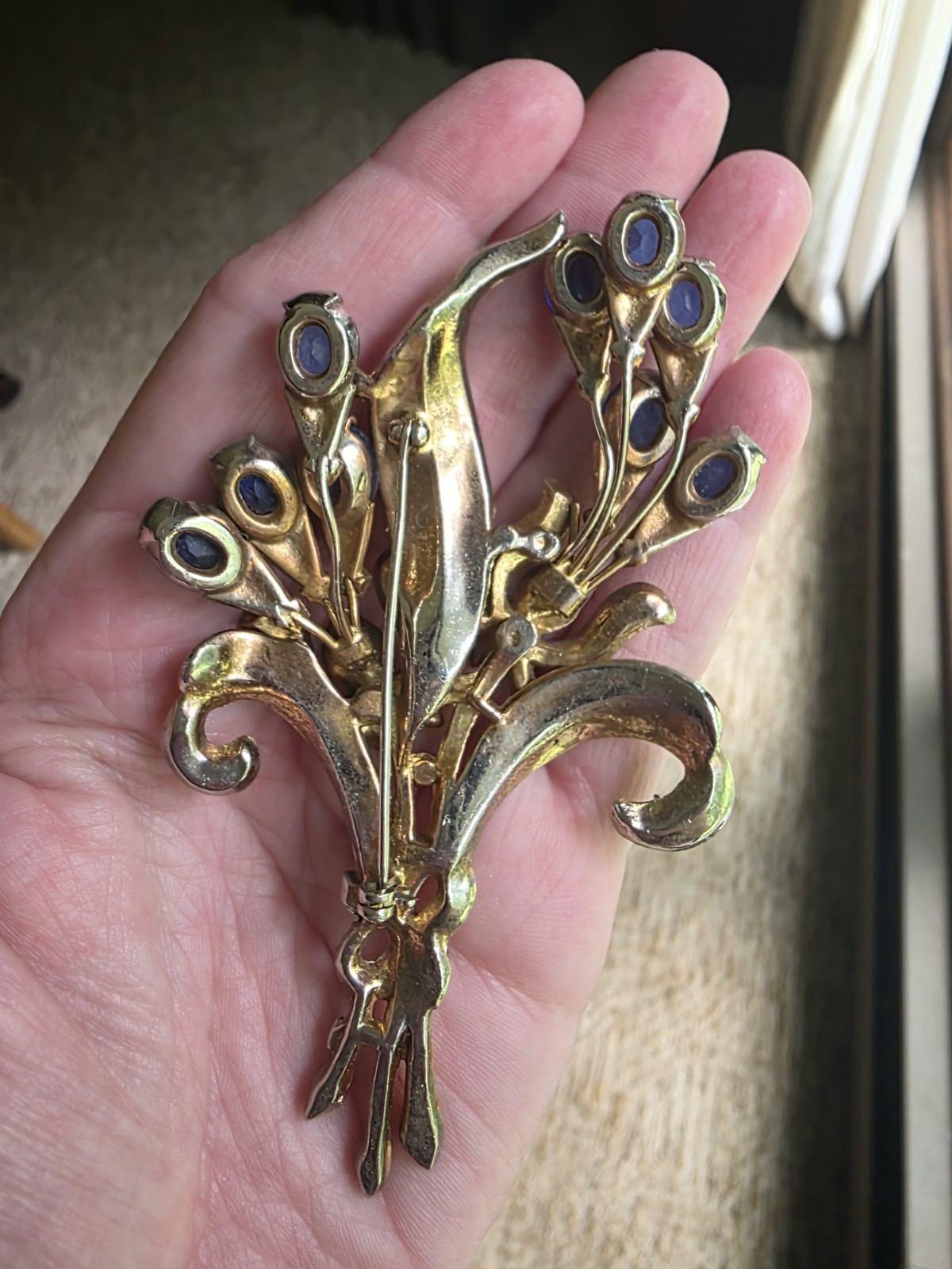 Deco Goldtone Spray Brooch
