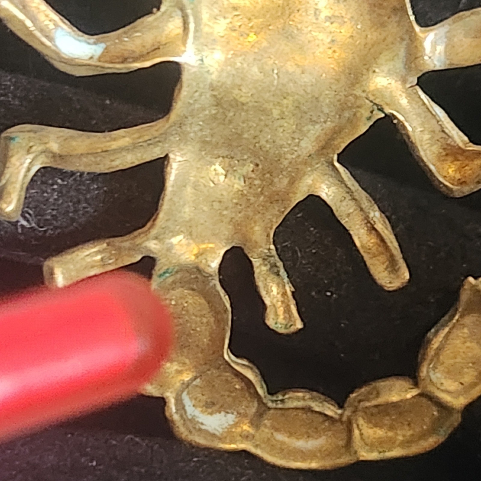 Vintage Gold bronze Tone Scorpion Pendant Red Rhinestone Eye Desert Zodiac