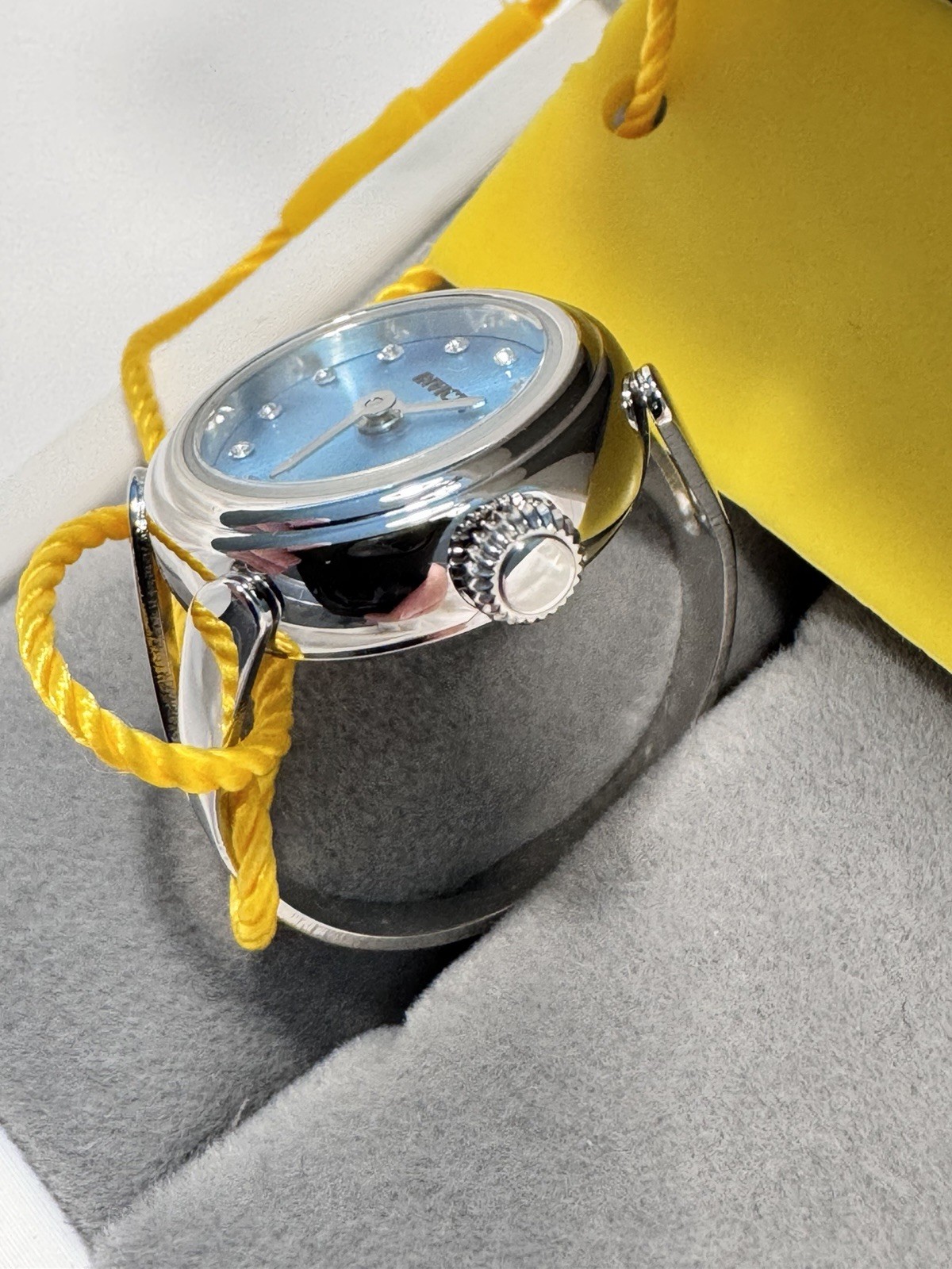 Ladies Invicta Mini Angel Adjustable Ring Watch 17.5mm Pair. 1 Blk, 1 Blue