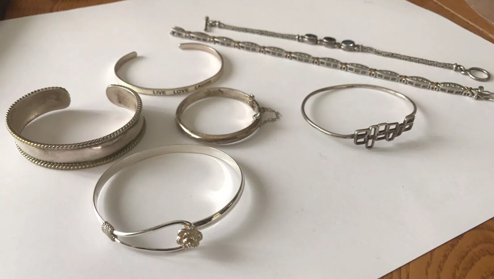 Ready To Use 7 Nice Pre-owned sterling bracelets. Approximately 76 Grams Total