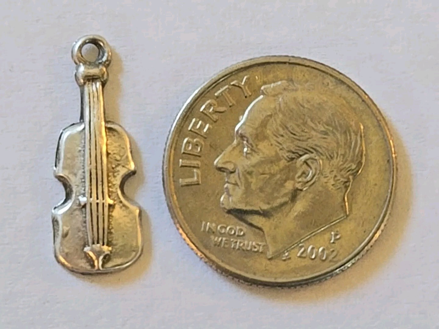 Sterling Silver ~ Violin Charm ~ GOOD FOR DAILY WEAR! ~ VINTAGE!