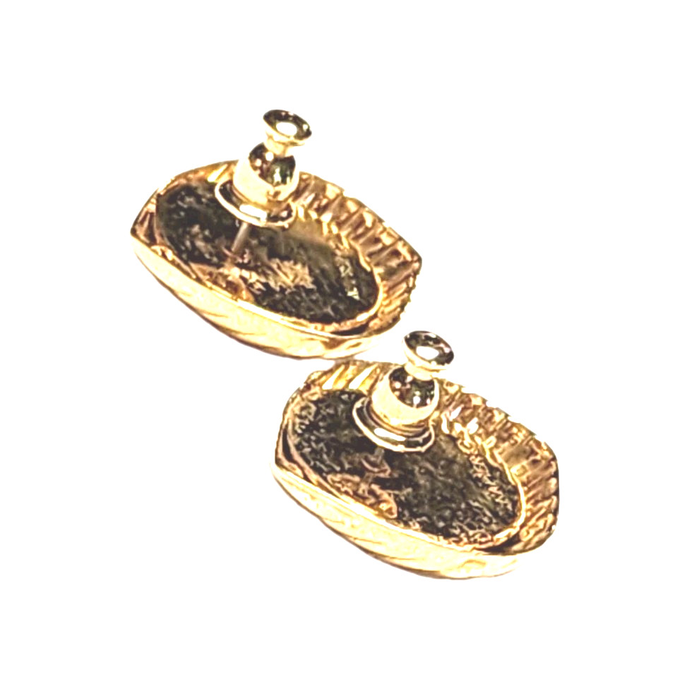 Vintage Napier Gold Tone Leaf Design Textured Post Stud Earrings Leaves Nature