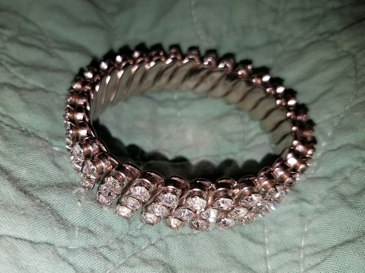 Vintage Prong Set Rhinestone Expanding Bracelet